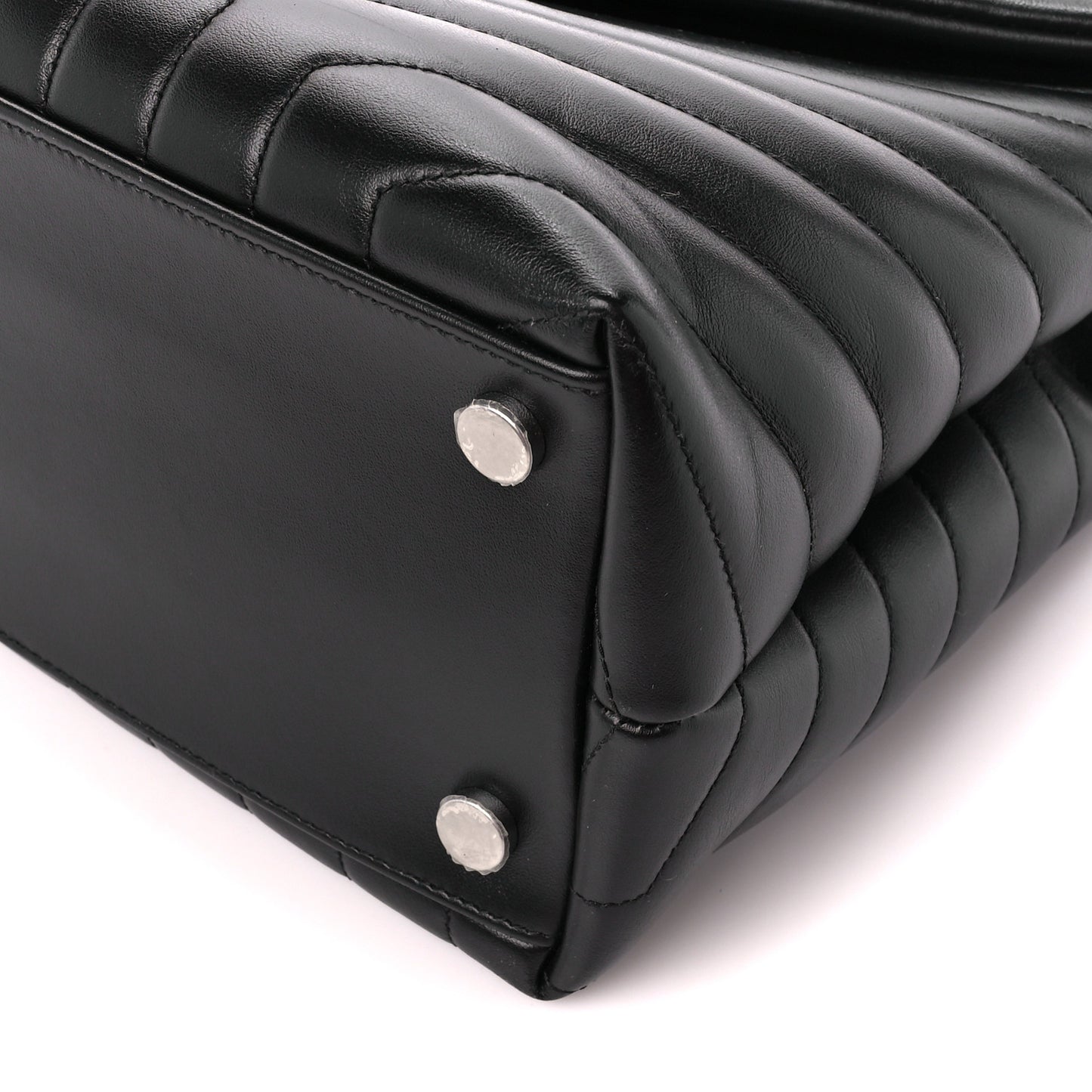 Calfskin Y Quilted Monogram Large Loulou Chain Satchel Black