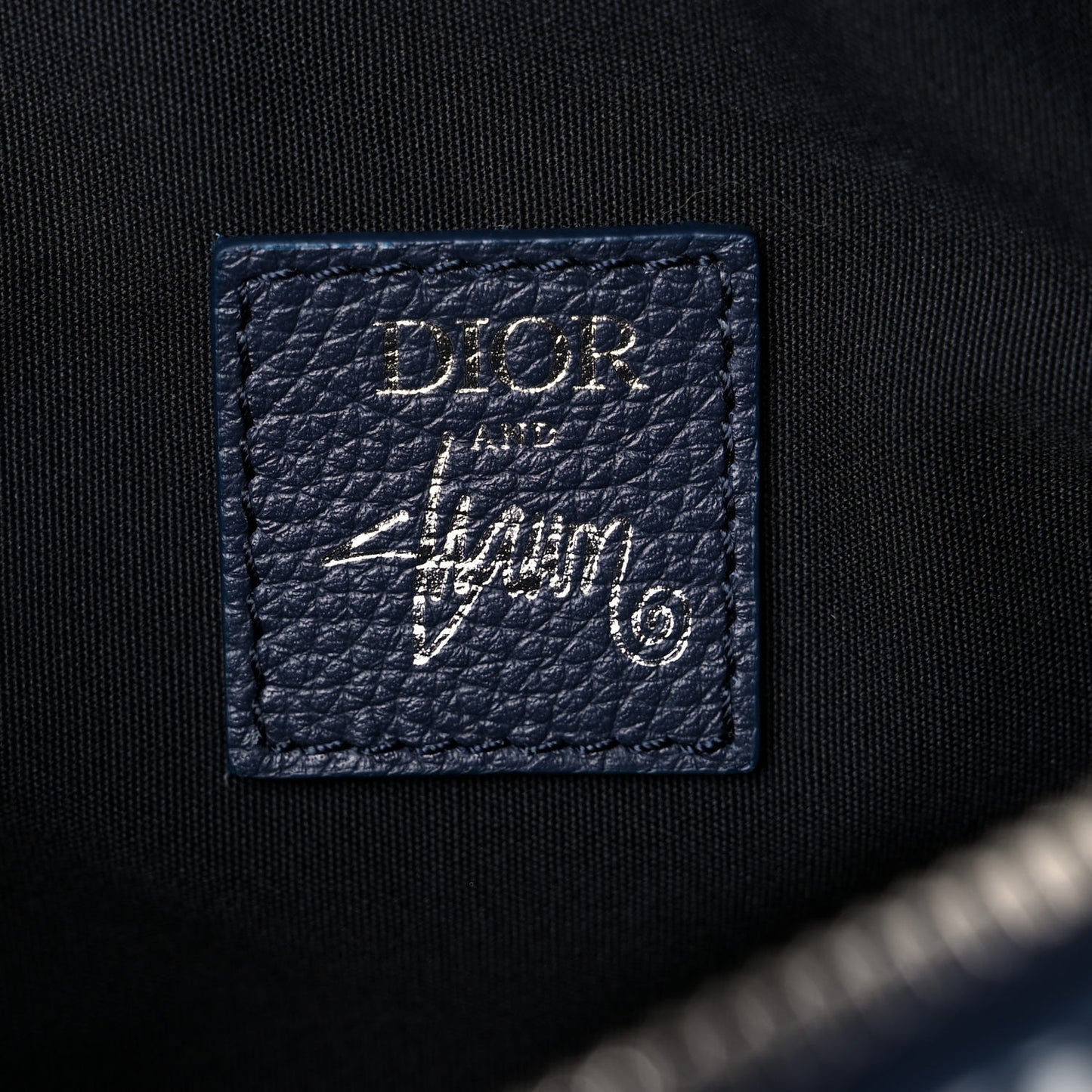 X SHAWN STUSSY Grained Calfskin Printed Mens Saddle Bag Navy Blue