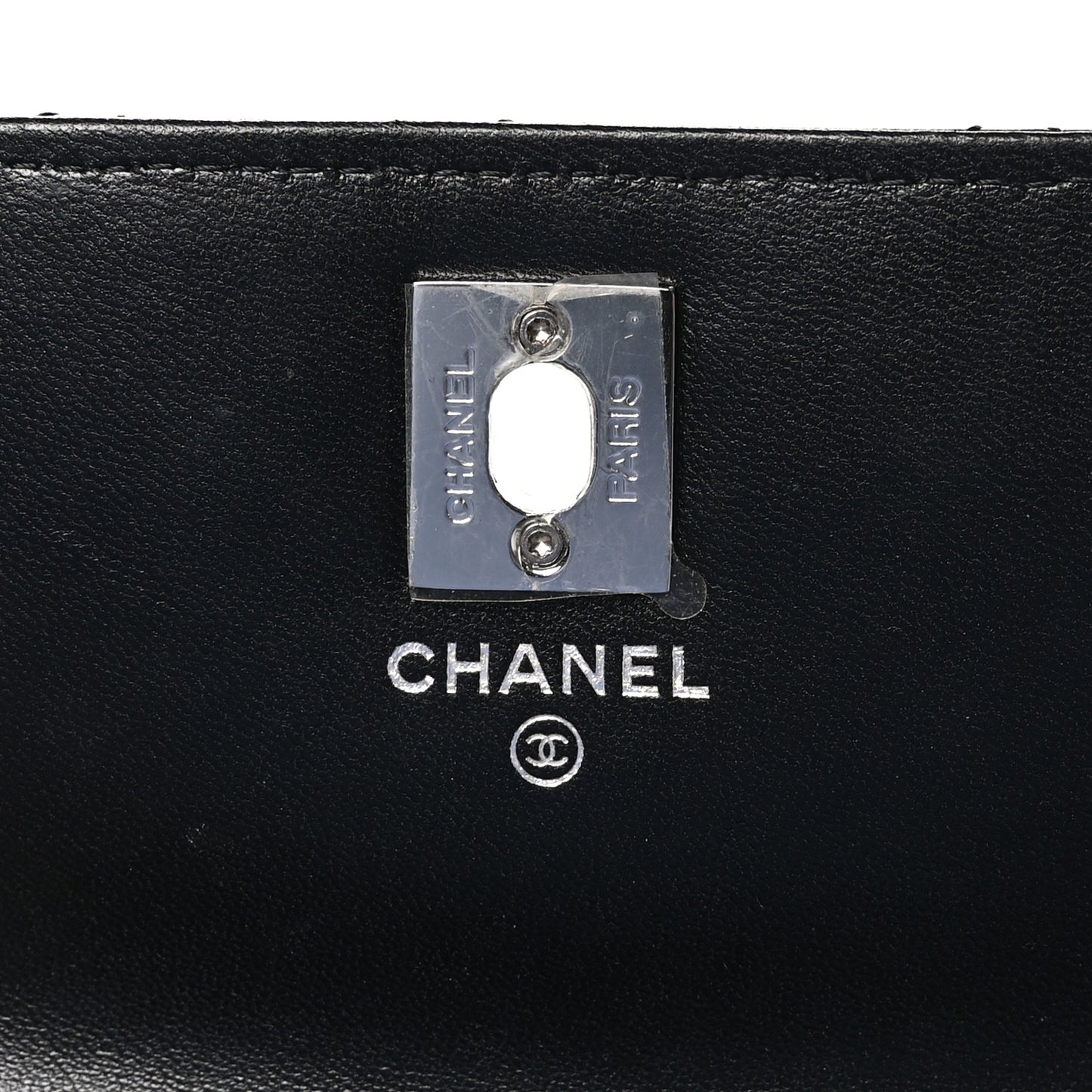 Lambskin Quilted Metal Top Handle Crossbody Flap Black