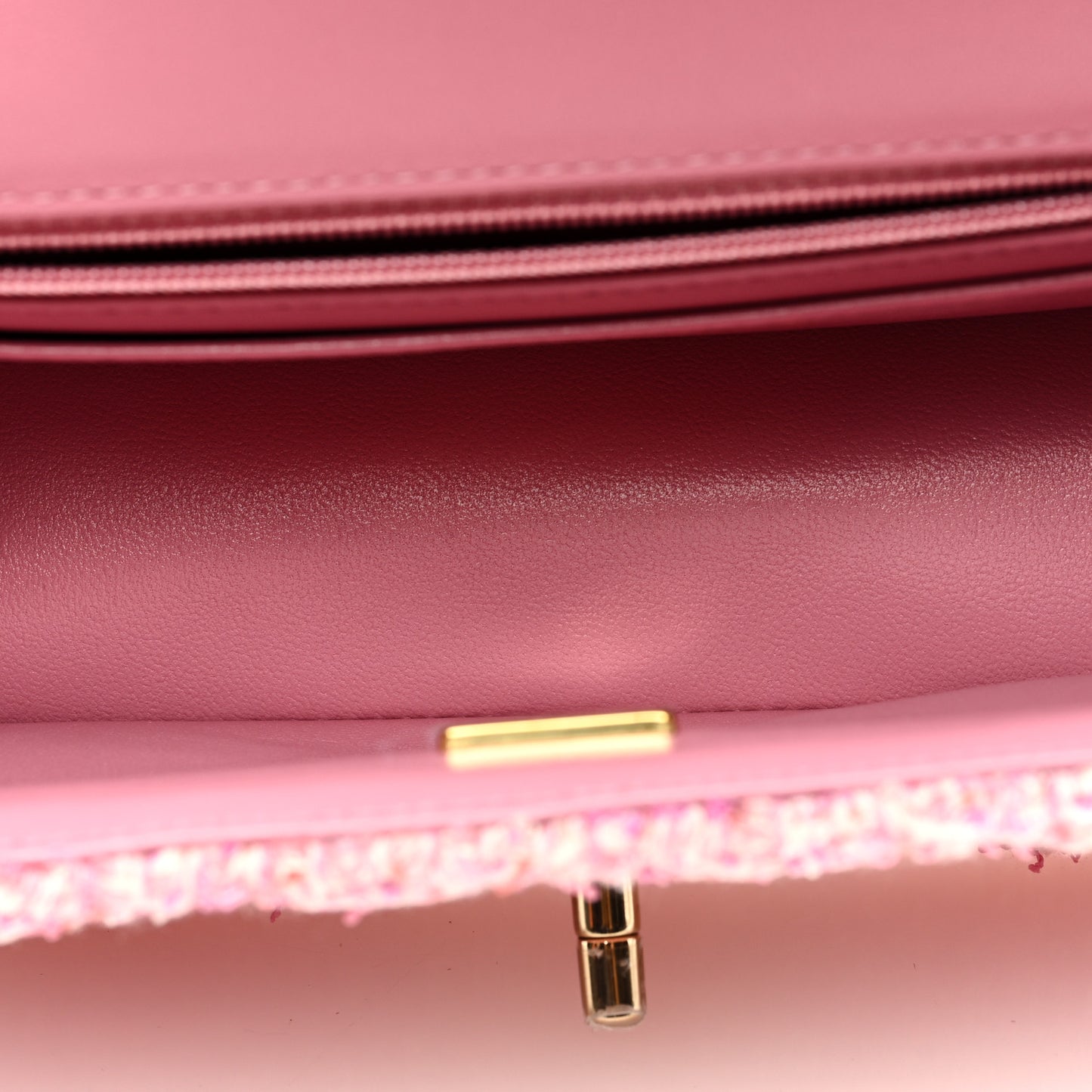 Tweed Quilted Mini Rectangular Flap Pink