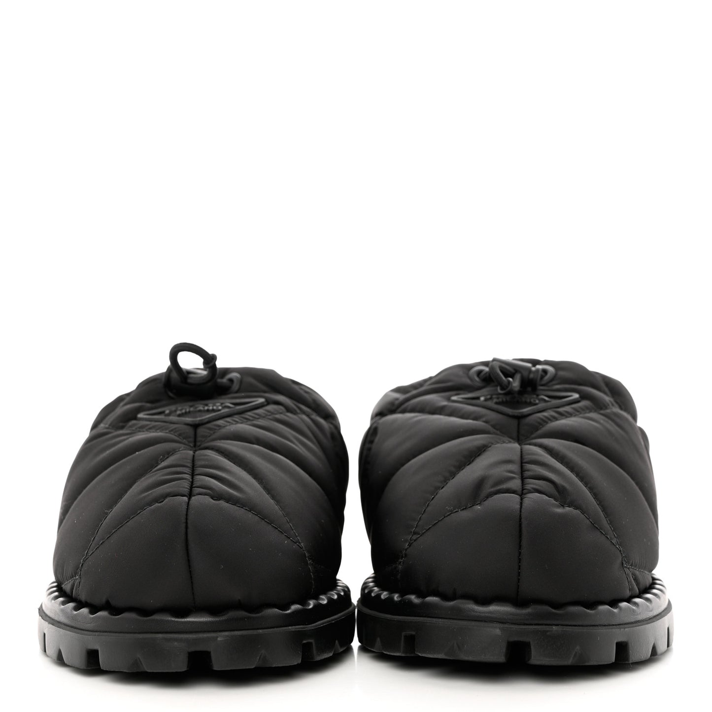 Re-Nylon Piuma Triangle Logo Padded Drawcord Rush 20mm Slippers 39.5 Black