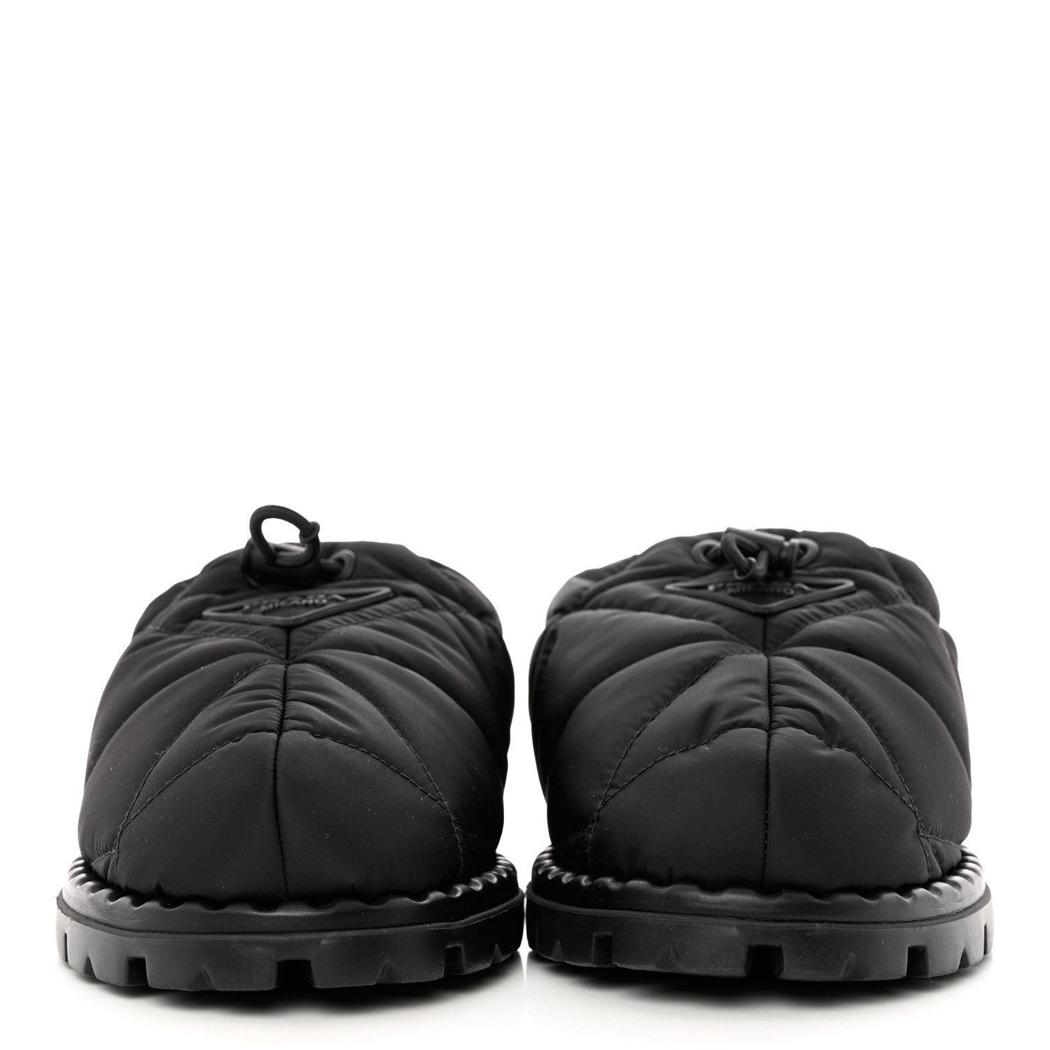 Prada Re-Nylon Piuma Triangle Logo Padded Drawcord Rush 20mm Slippers 39.5 Black 2 of 8