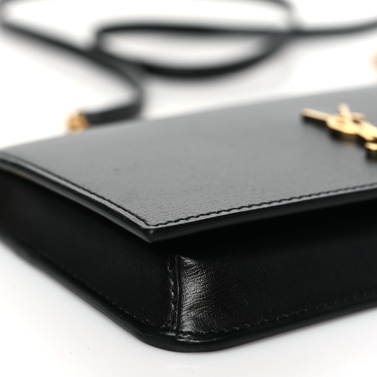 Grained Calfskin Monogram Phone Holder Crossbody Black