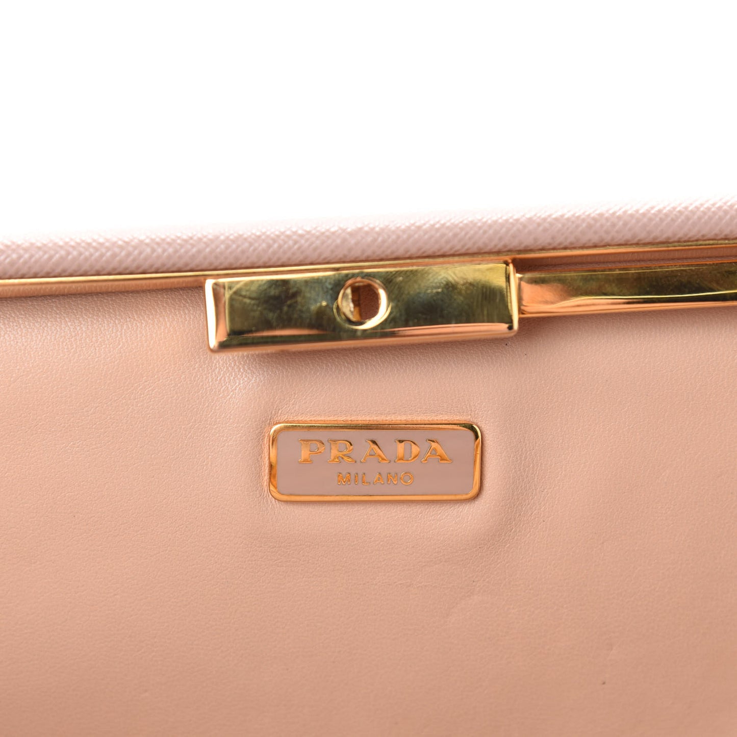 Saffiano Lux East West Frame Clutch Cammeo