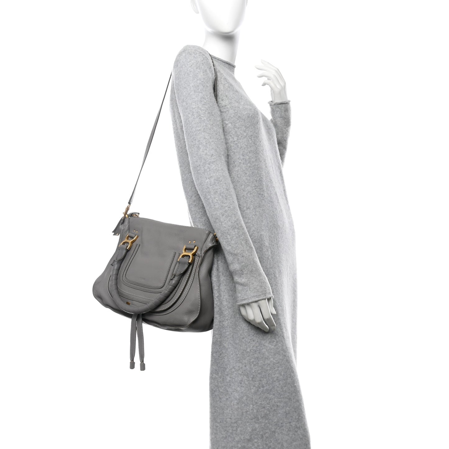 Calfskin Medium Marcie Satchel Cashmere Grey