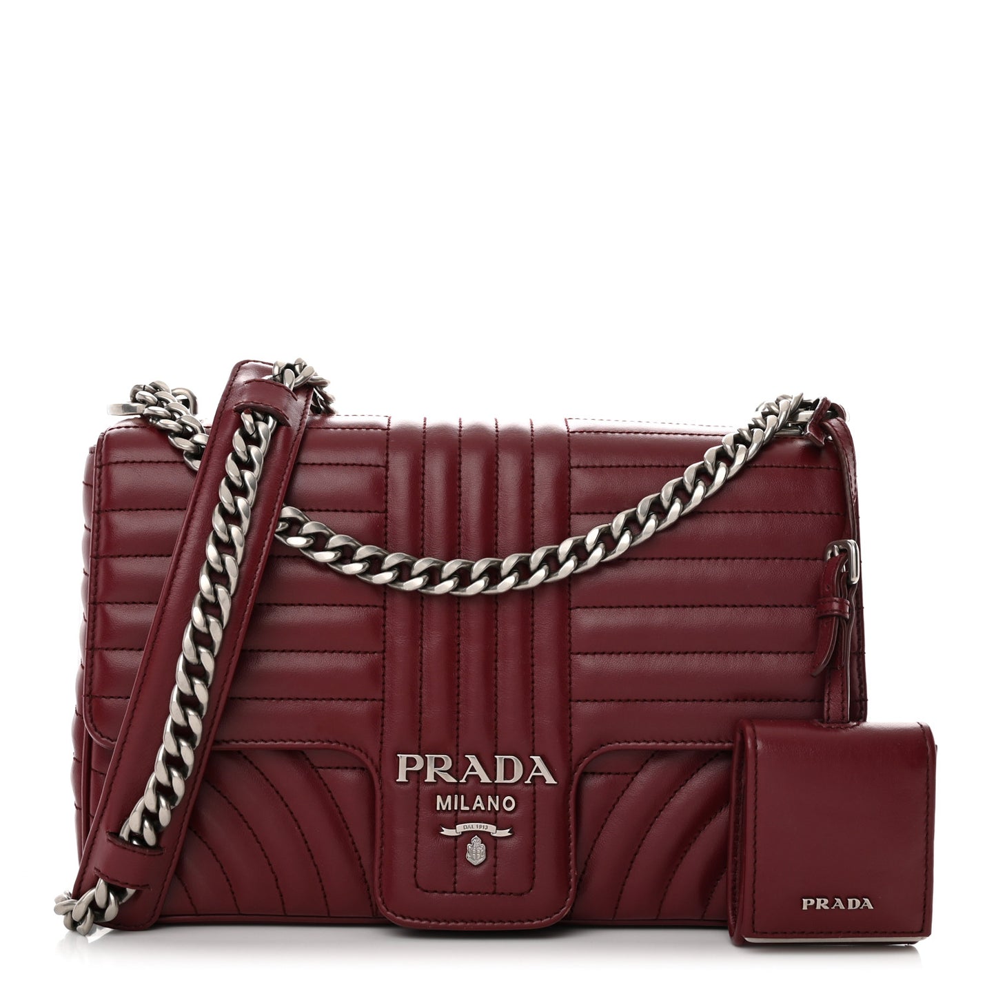 Soft Calfskin Impunture Diagramme Large Chain Flap Shoulder Bag Cerise