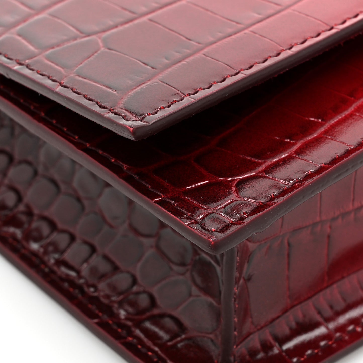 Calfskin Crocodile Embossed Skull Mini Crossbody Bag Red