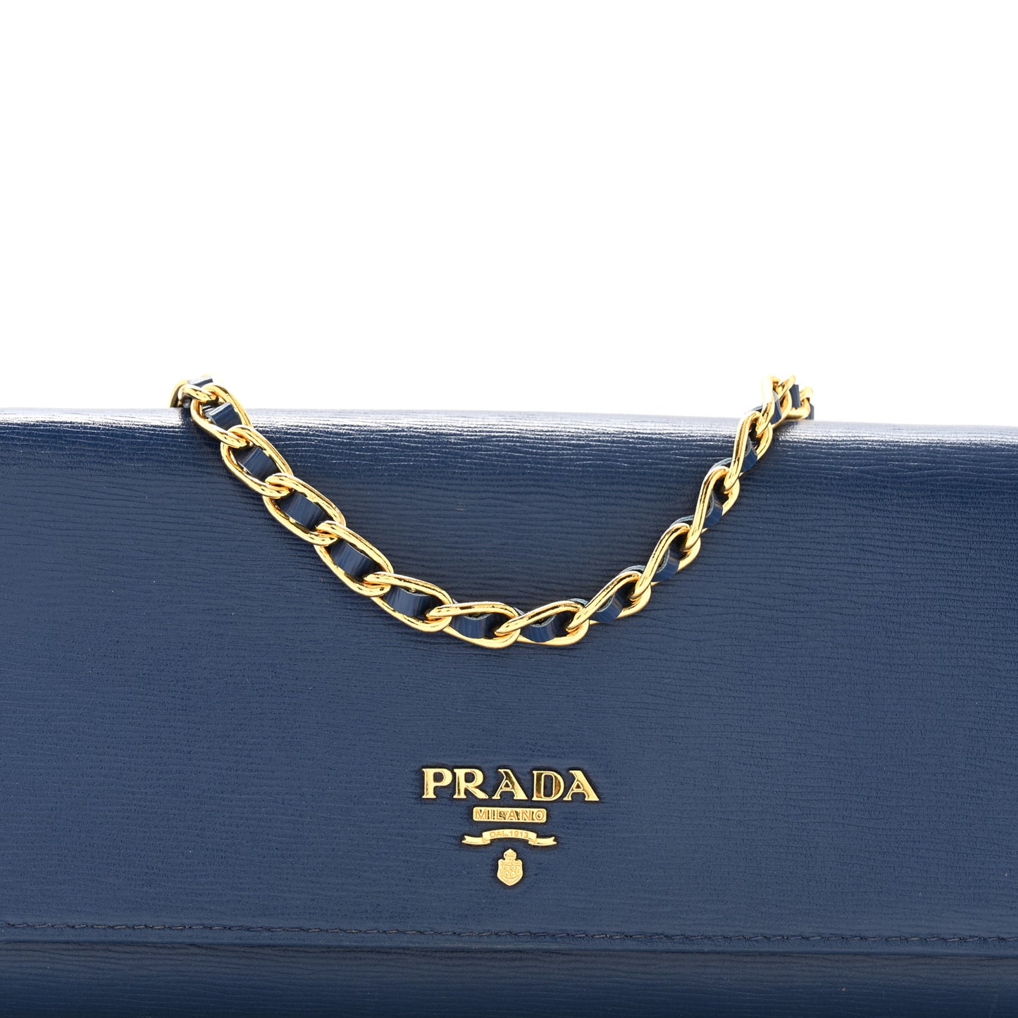 Vitello Move Metal Oro Chain Wallet Bluette