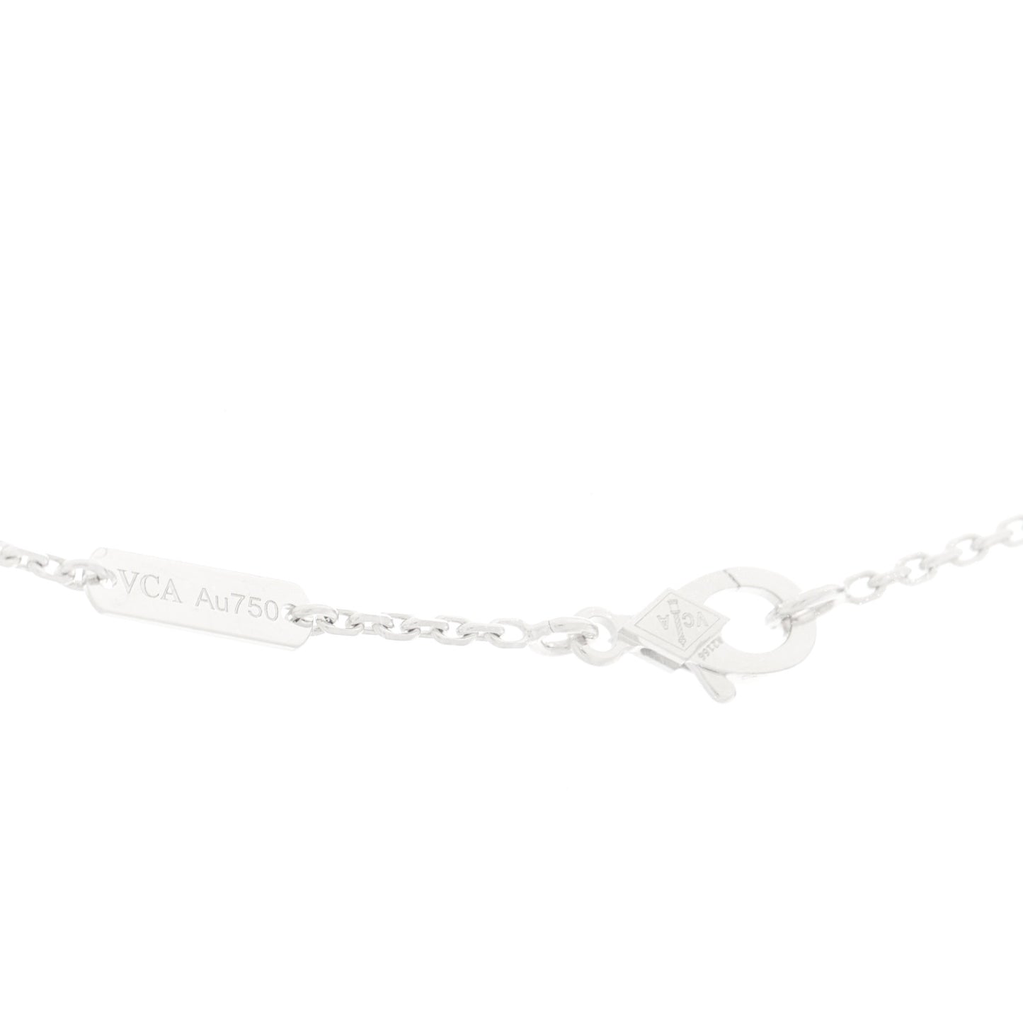 18K White Gold Mother Of Pearl Vintage Alhambra Pendant Necklace