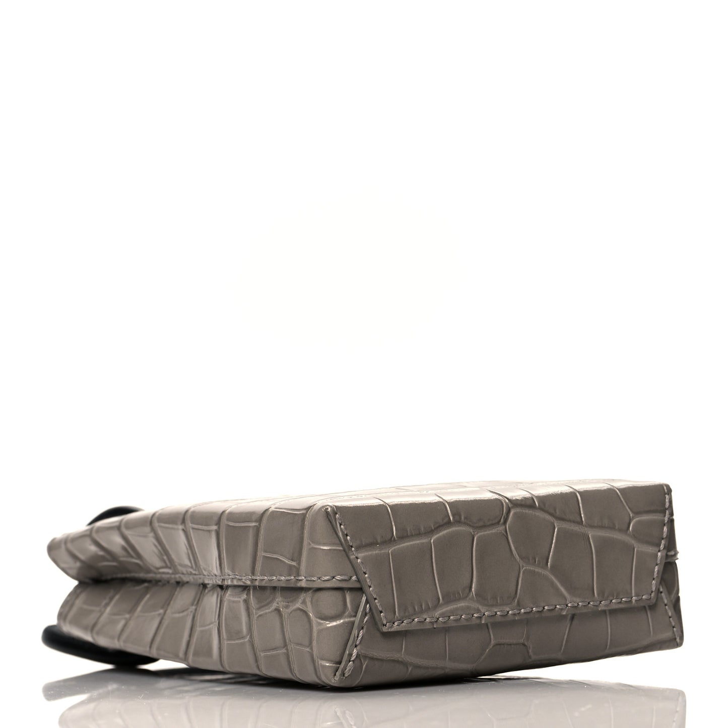 Calfskin Crocodile Embossed Logo Shopping Phone Holder Bag Steel Grey