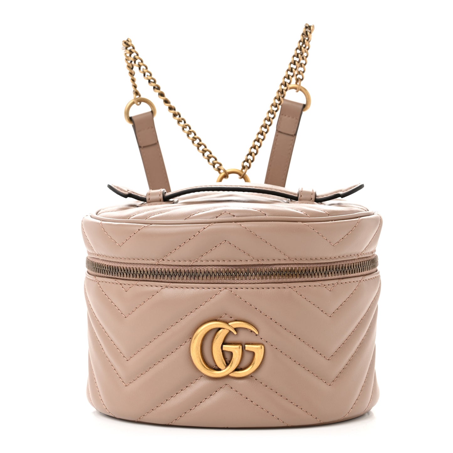 Calfskin Matelasse Mini GG Marmont Round Backpack Porcelain Rose