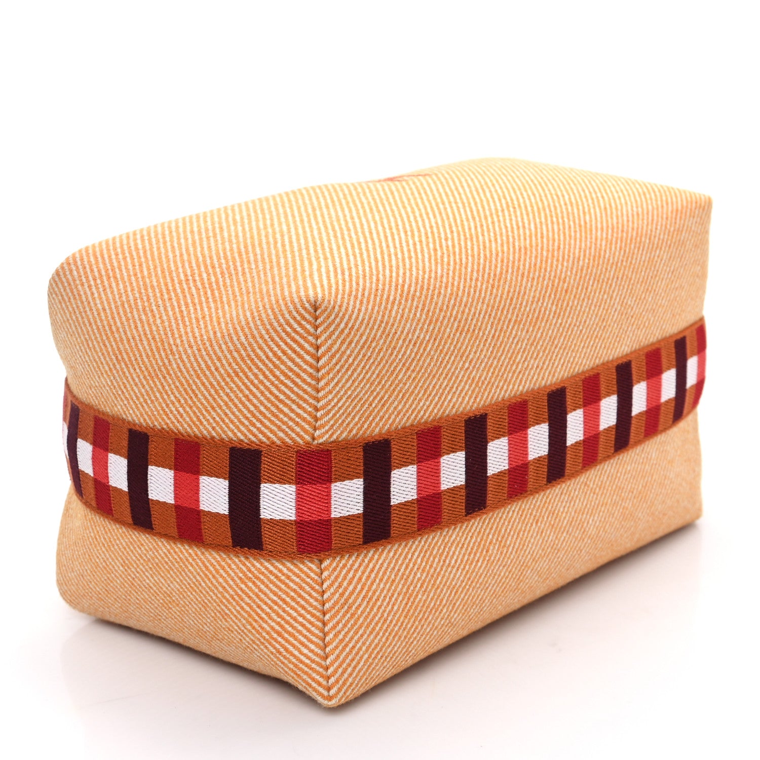 Hermes Merino Wool Large Au Carre Bride-A-Brac Pouch Fauve 4 of 9