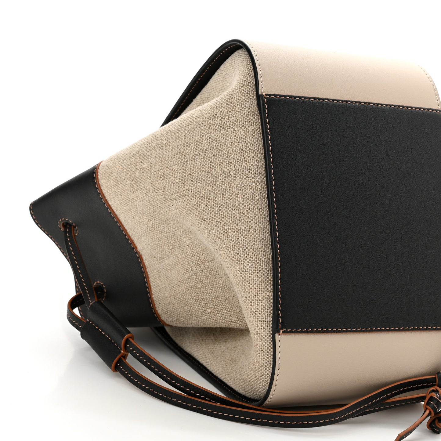 Calfskin Canvas Small Hammock Shoulder Bag Mink Black