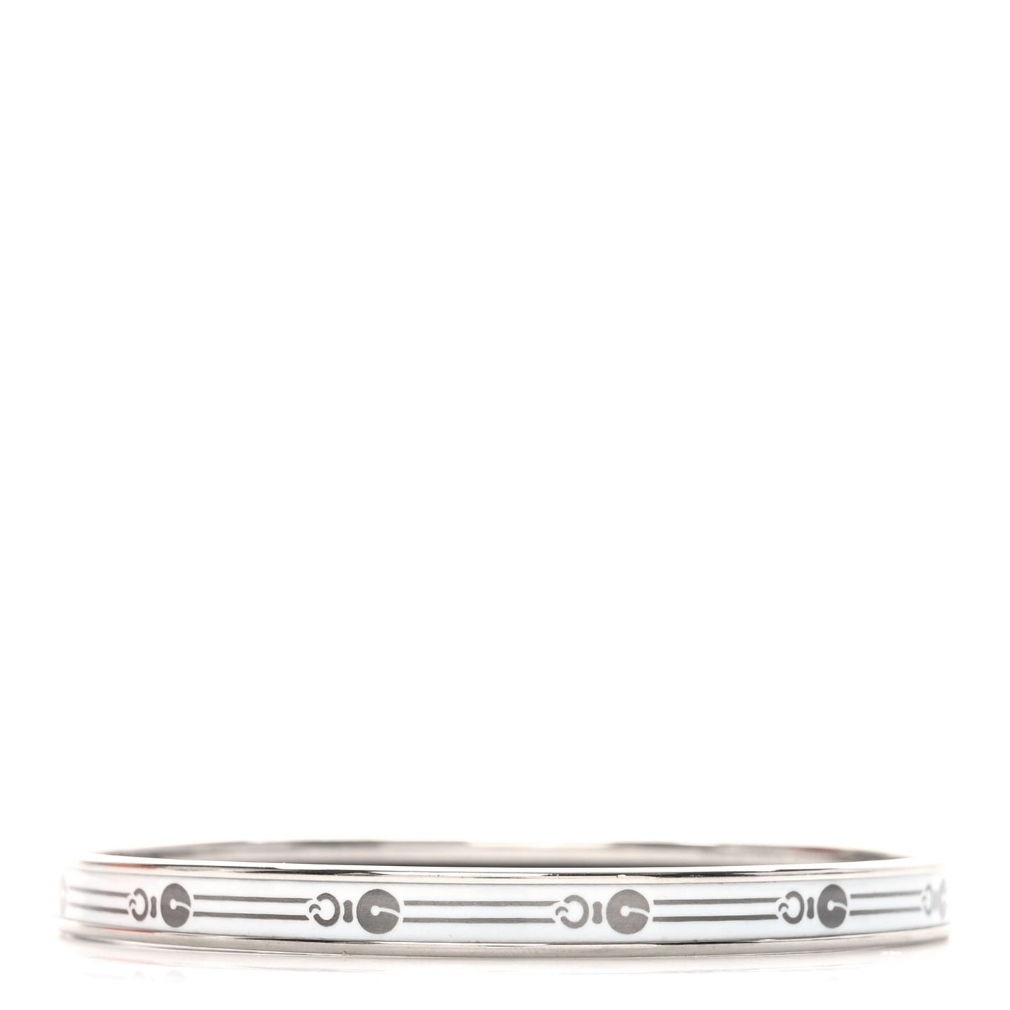 Enamel Printed Fantaisie d'Etriers Extra Narrow Bracelet White