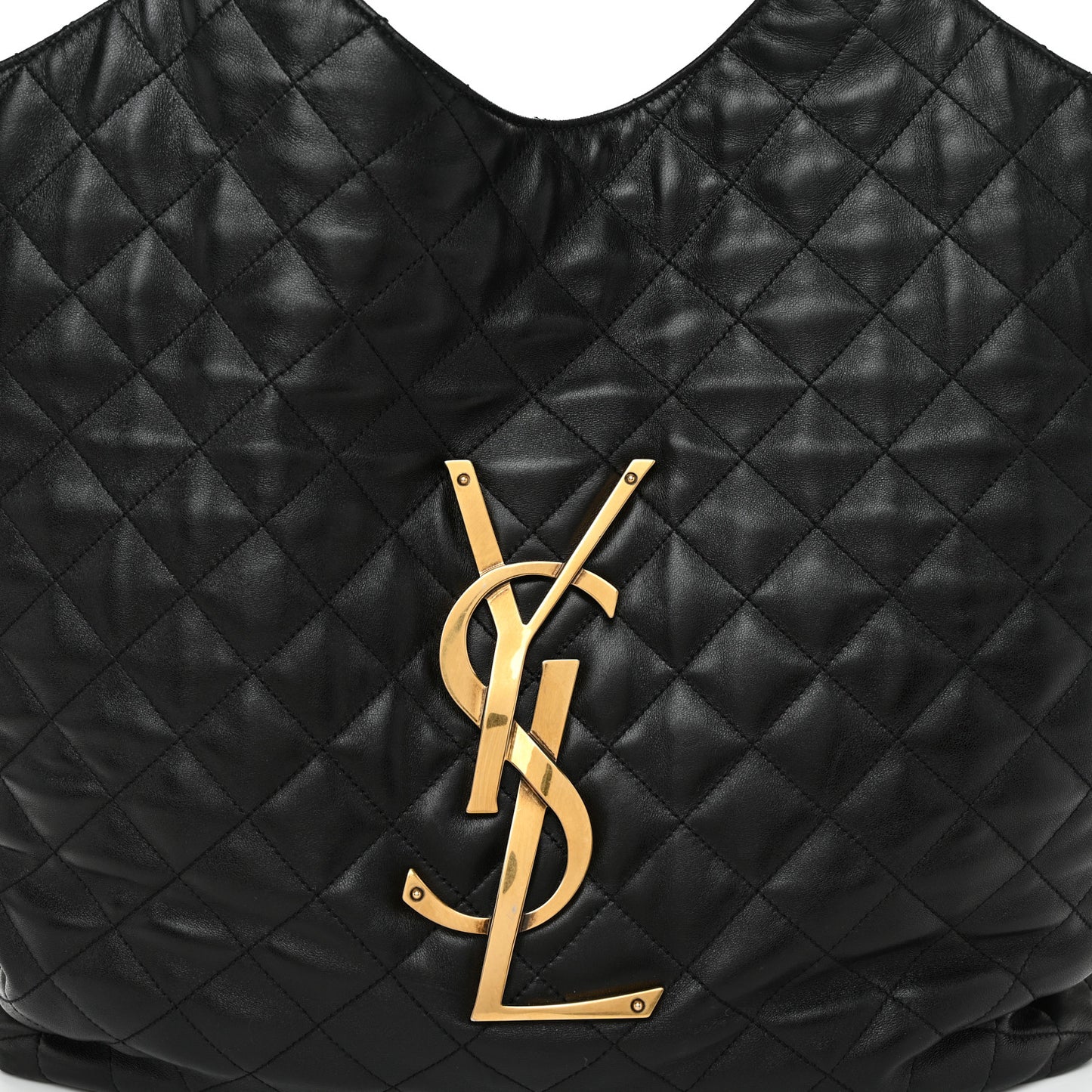 Lambskin Quilted Maxi Icare Shopping Tote Black