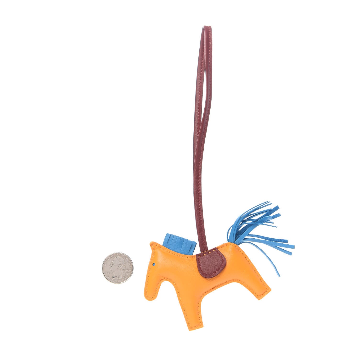 Hermes Milo Lambskin Grigri Rodeo Horse Bag Charm PM Jaune D'Or Bleu Zanzibar Rouge H 2 of 6