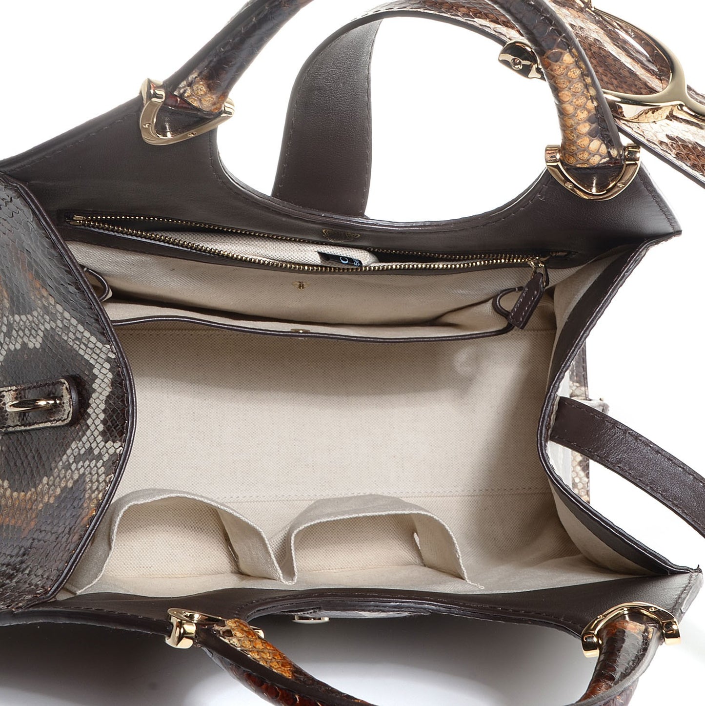 Python Stirrup Medium Top Handle Bag Brown