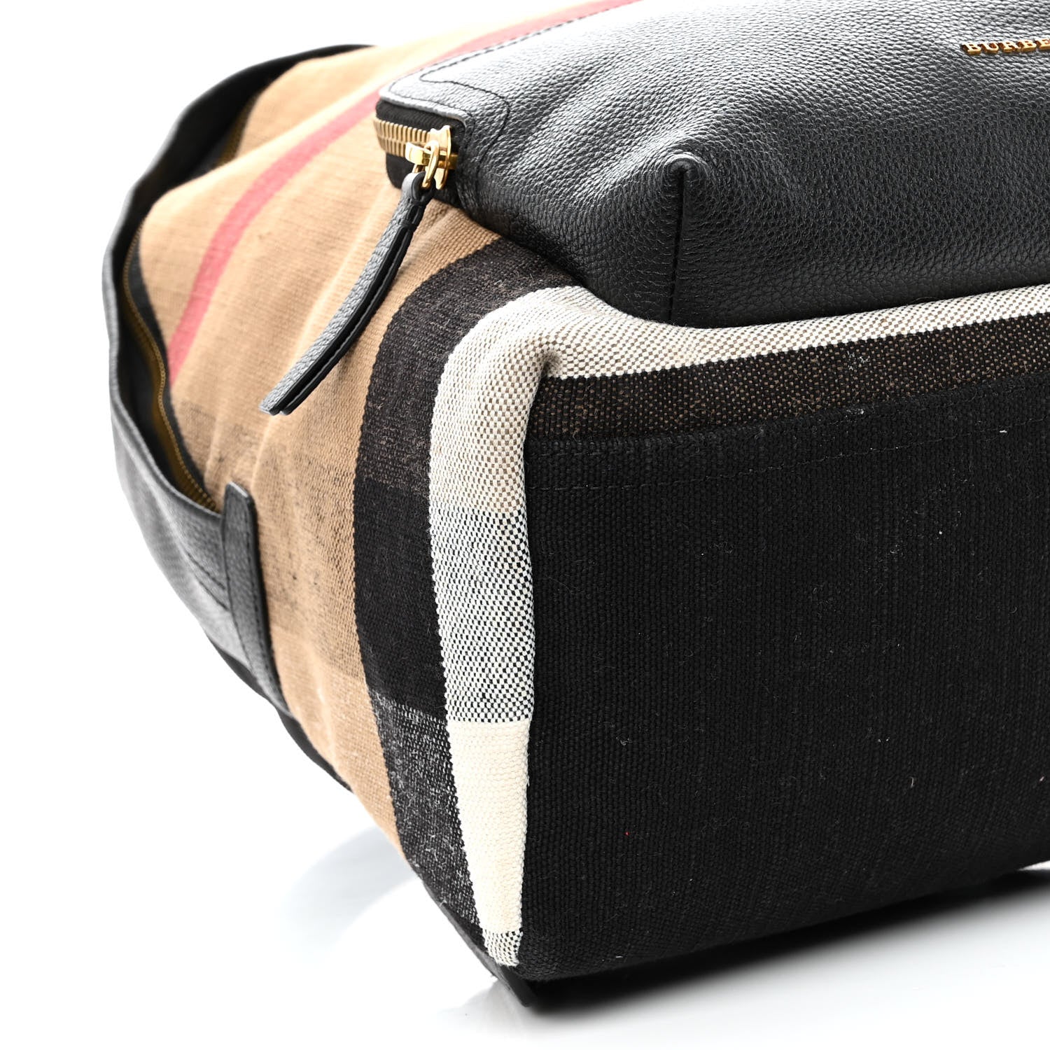 Burberry Mega Check Calfskin Abbeydale Simple Backpack Black Camel 9 of 12