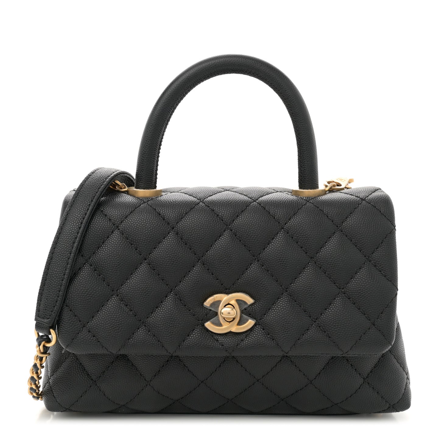 Caviar Quilted Mini Coco Handle Flap Black