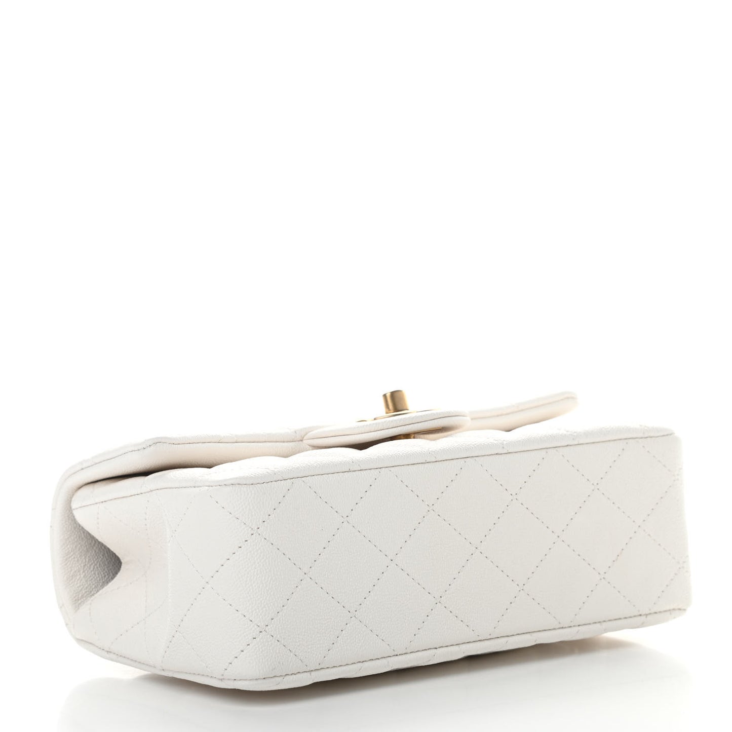 Caviar Quilted Mini Top Handle Rectangular Flap White