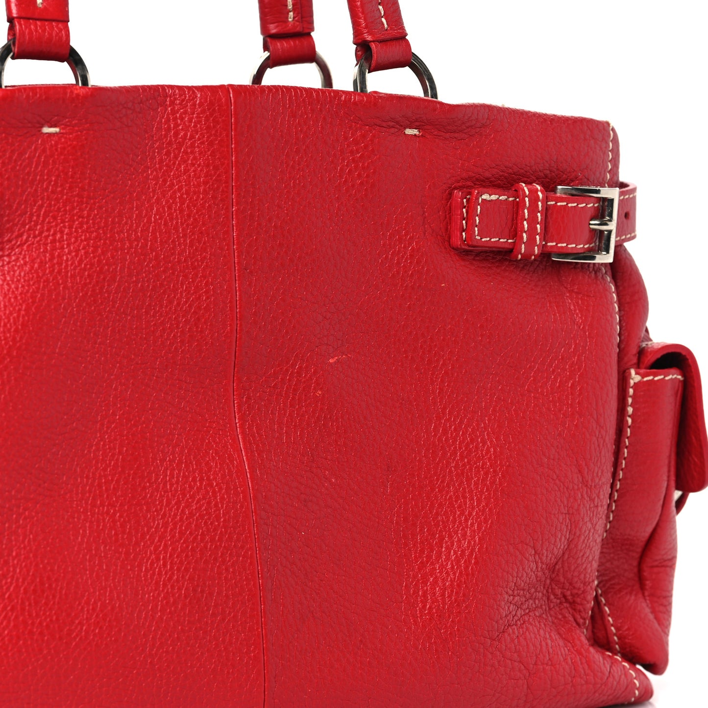 Vitello Daino Shoulder Bag Rosso