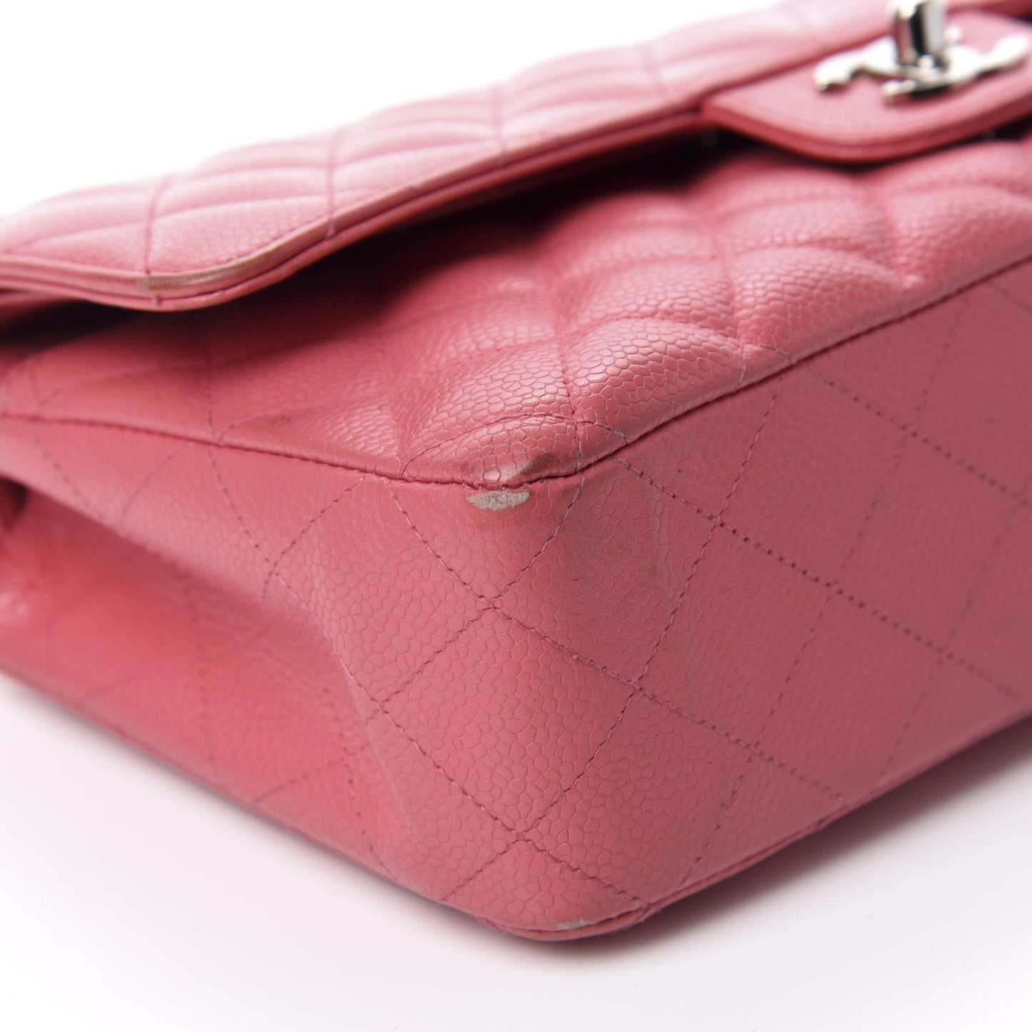 Caviar Quilted Medium Double Flap Dark Pink