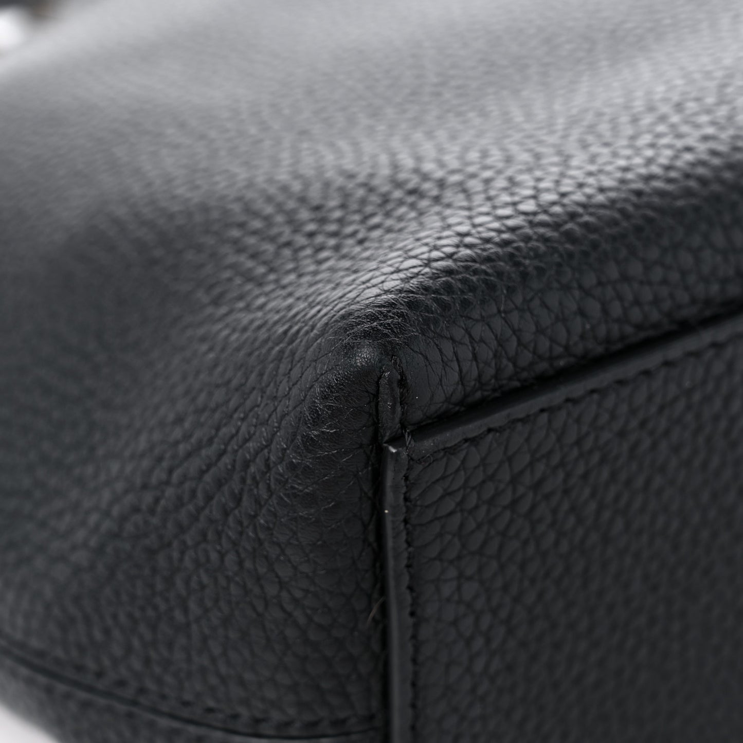 Grained Calfskin Small Rockstud Shoulder Tote Black