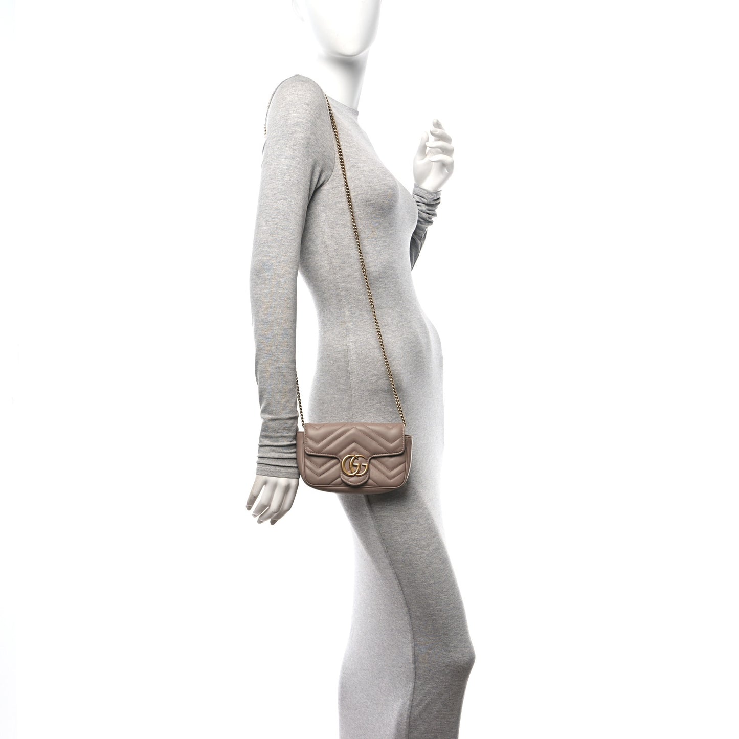 Calfskin Matelasse Super Mini GG Marmont Shoulder Bag Porcelain Rose