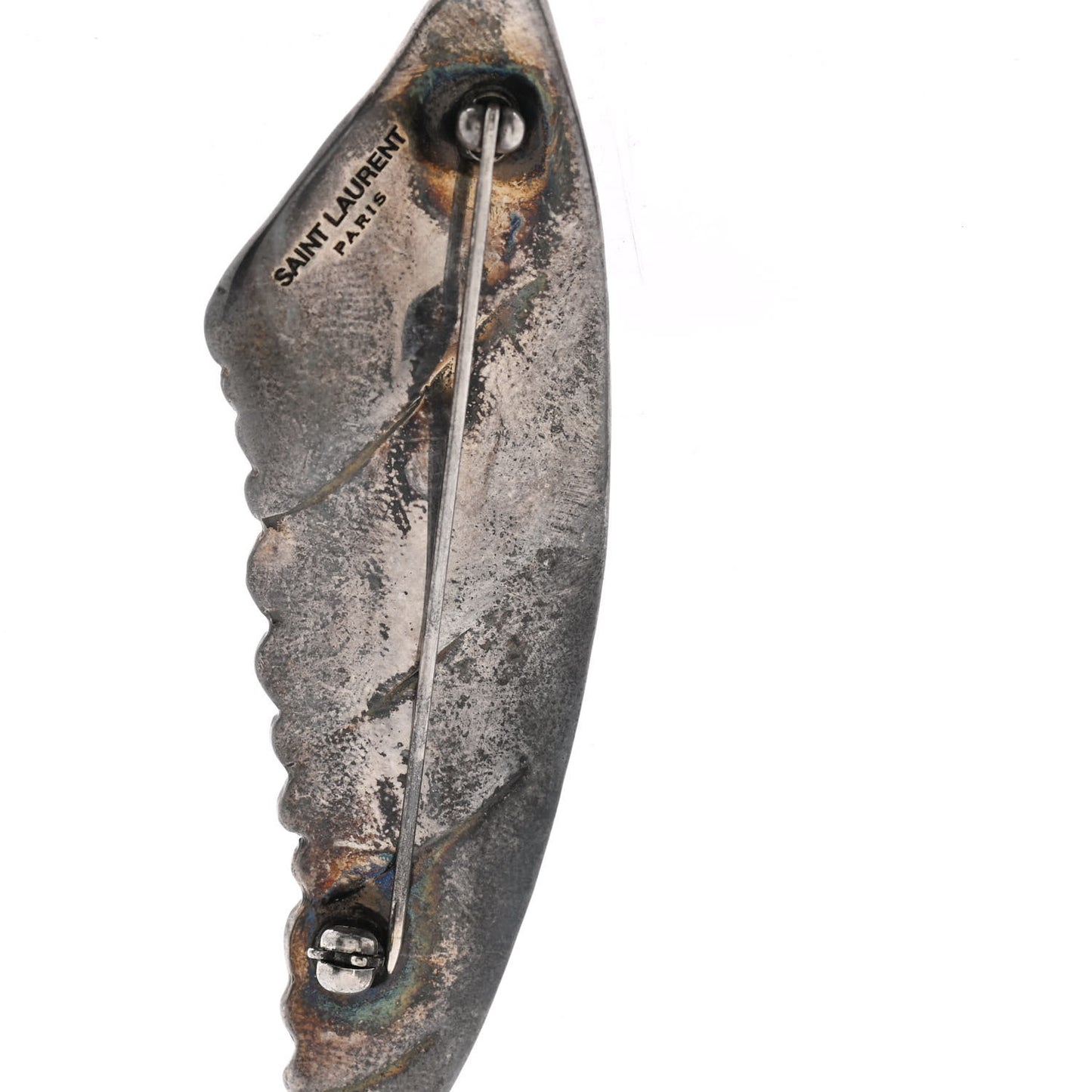 Brass Leaf Brooch Silver