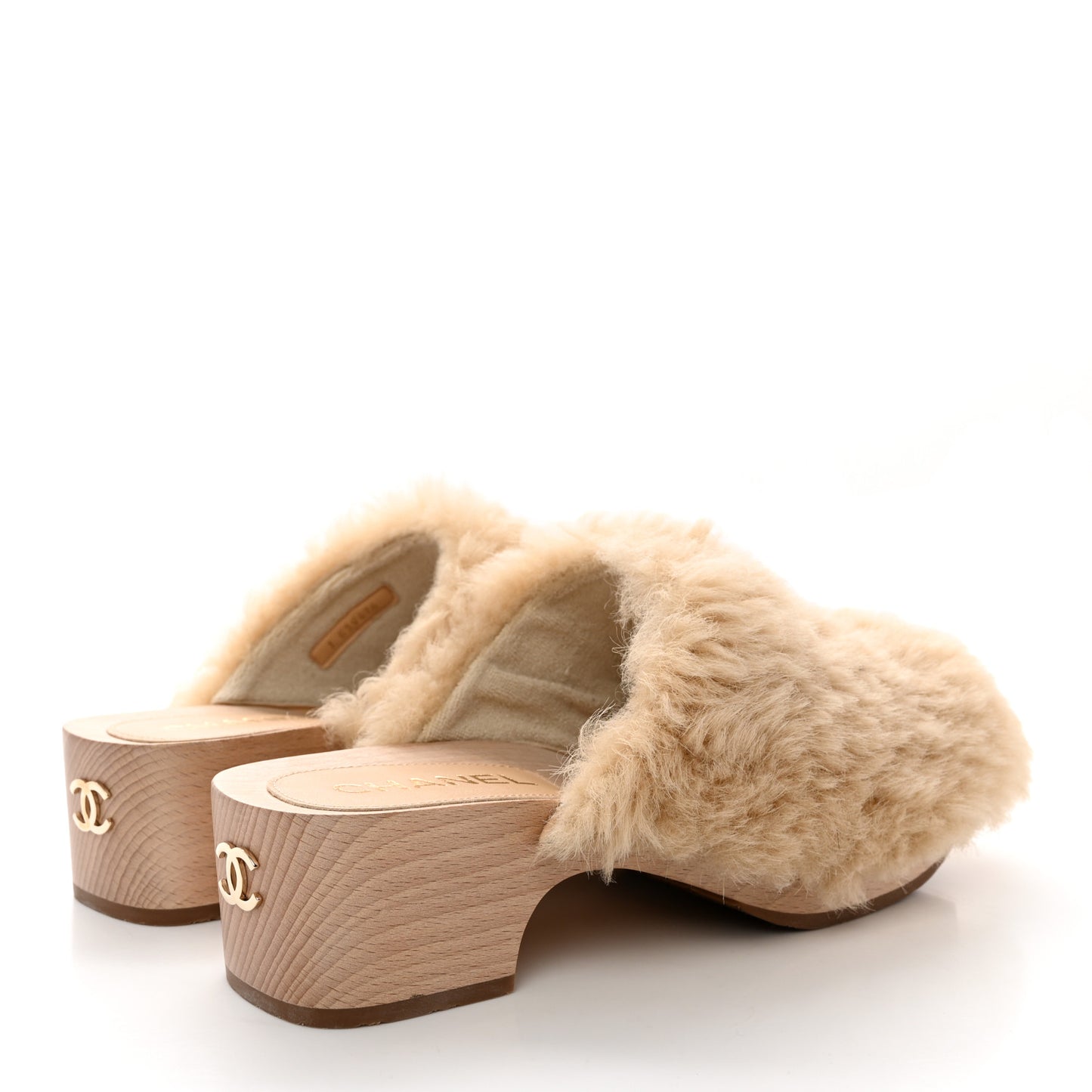 Shearling Lambskin Clogs 38 Beige