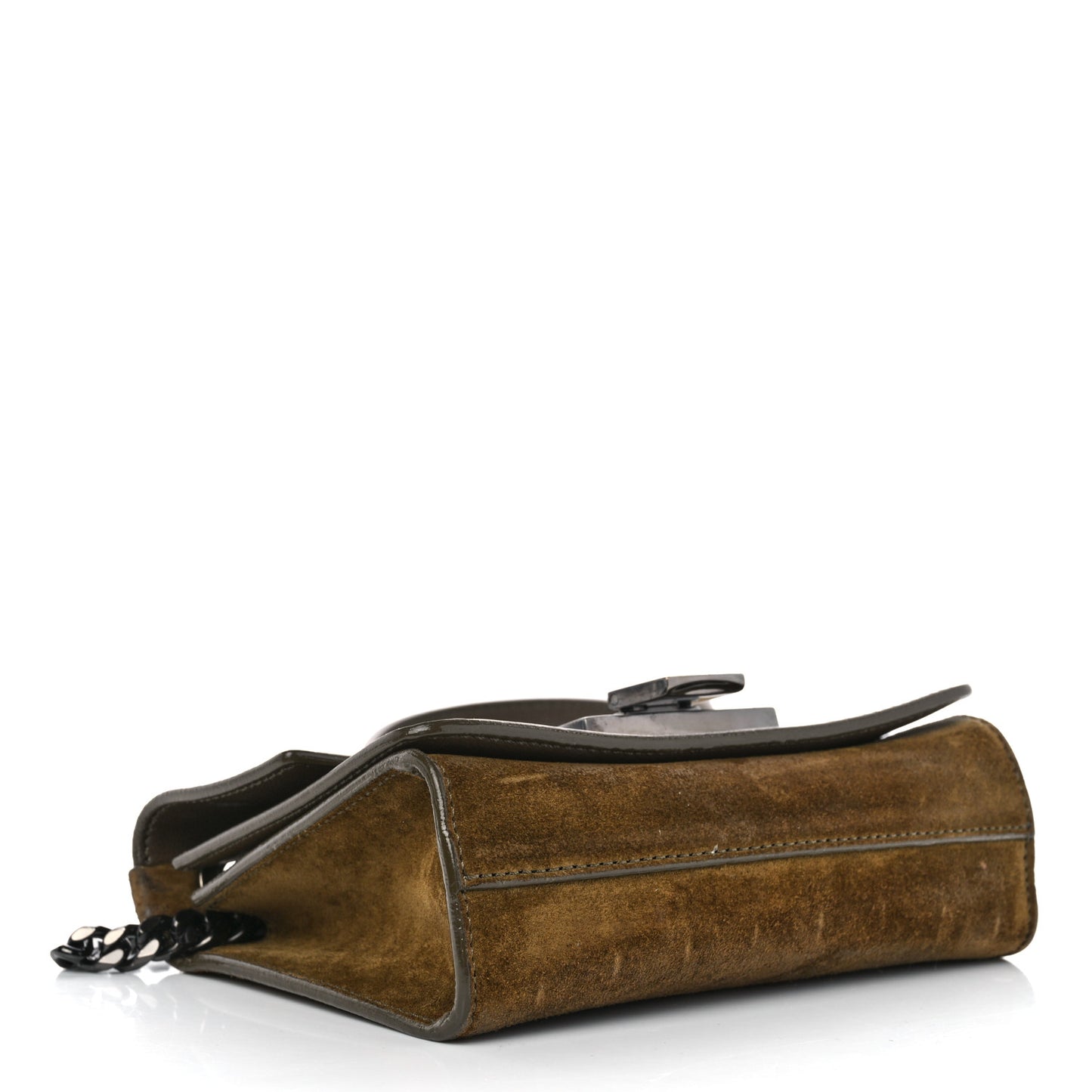 Suede Patent Mini Rebel Crossbody Brown