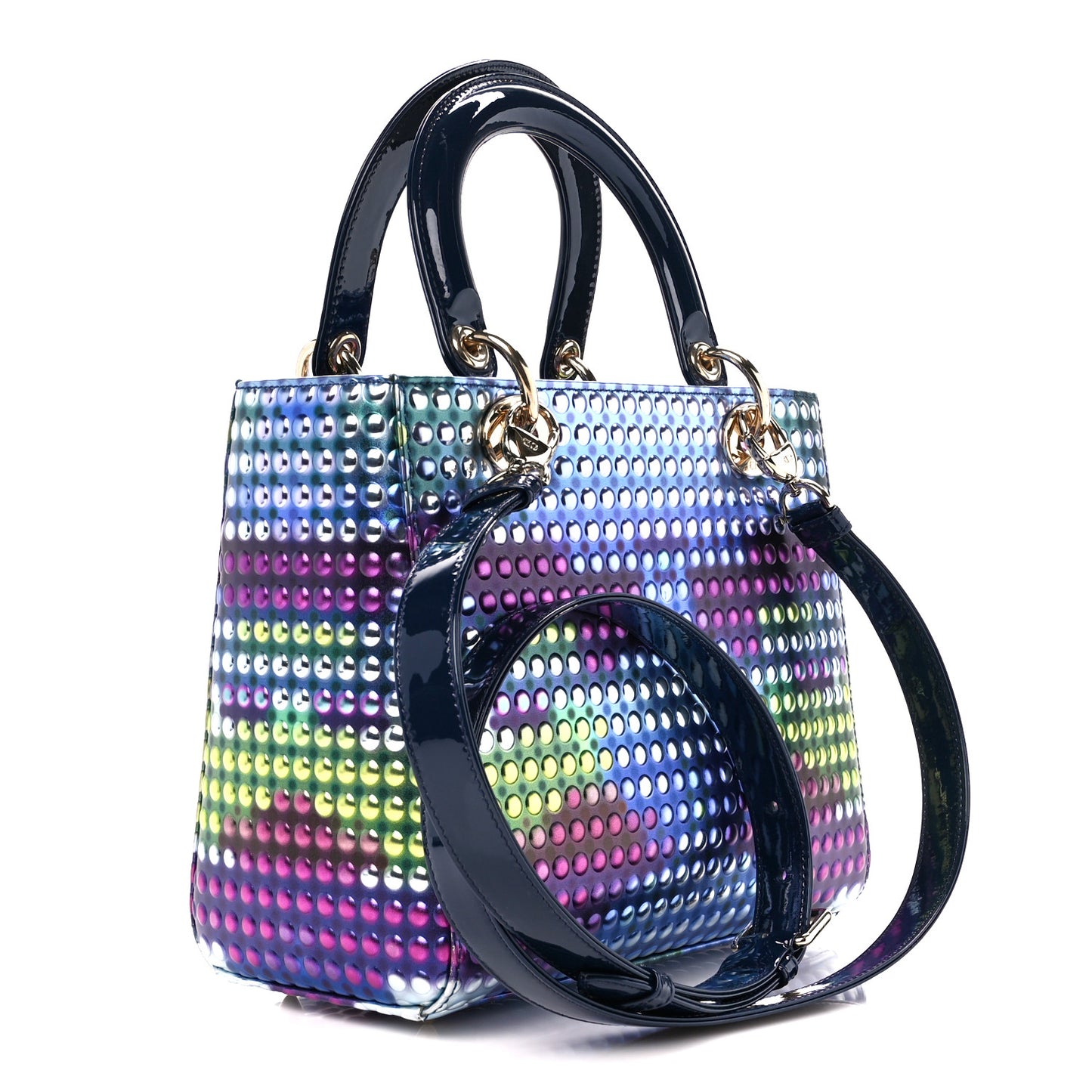 Patent Studded Medium Li Shurui Lady Dior Art Black Multicolor