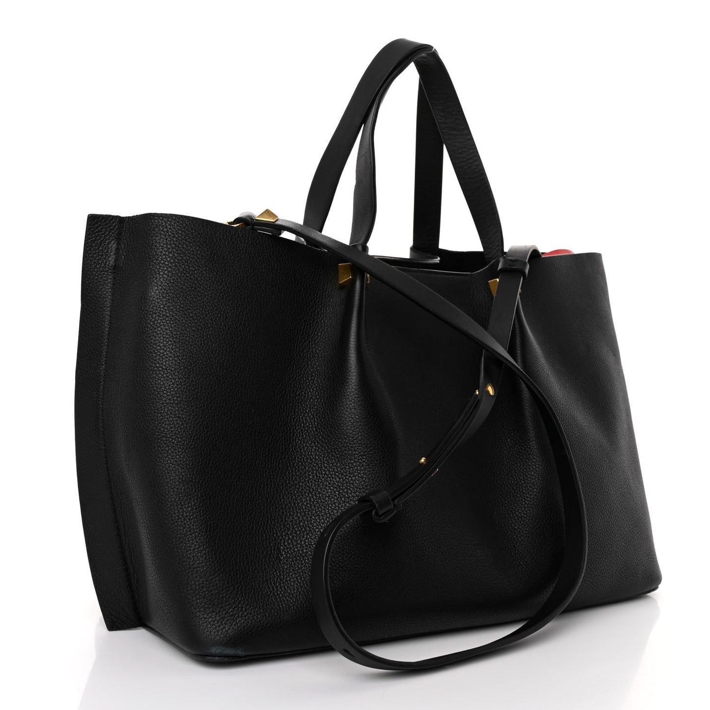 Grainy Calfskin Medium VLogo Escape Shopper Black