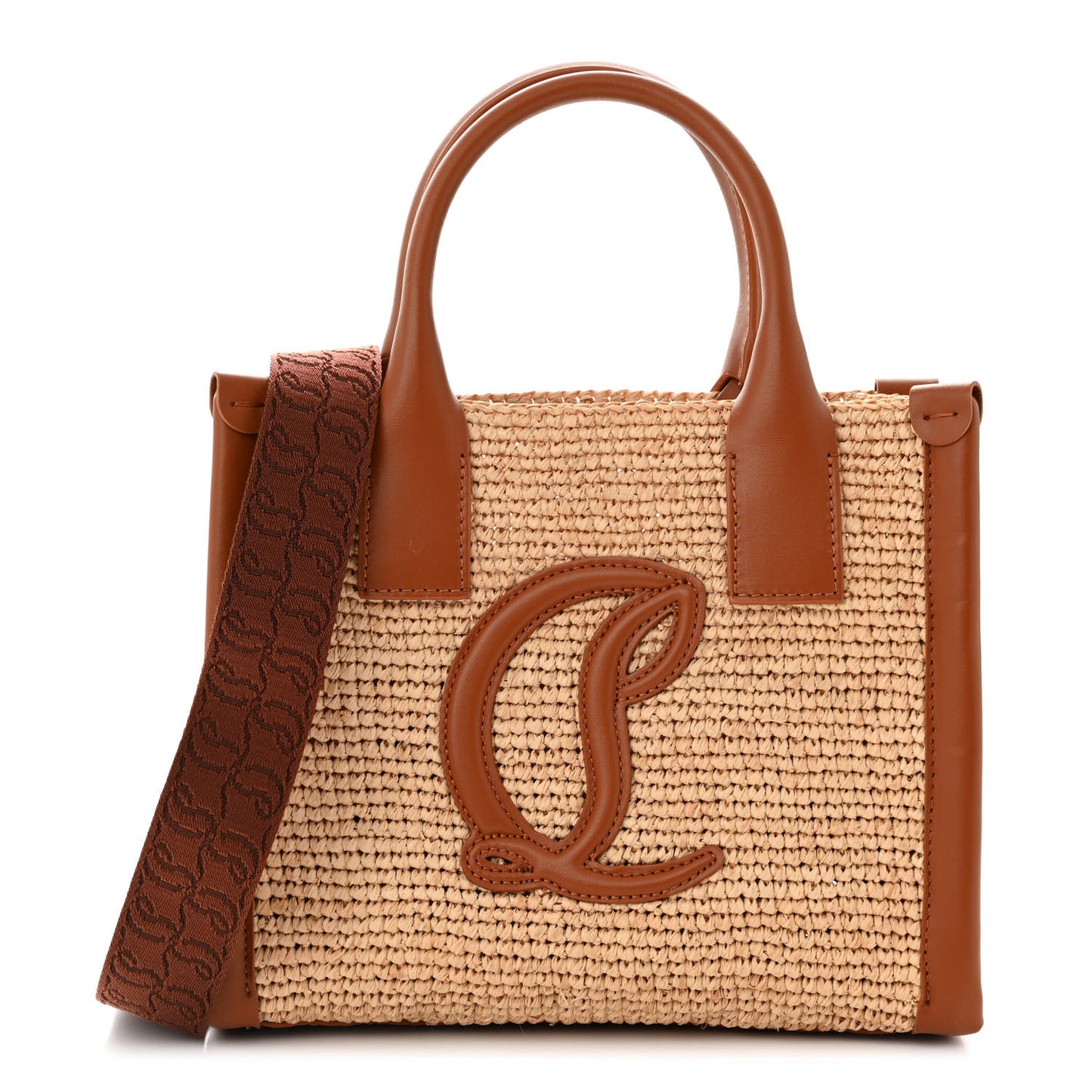 Raffia Calfskin Mini By My Side Tote Natural Cuoio