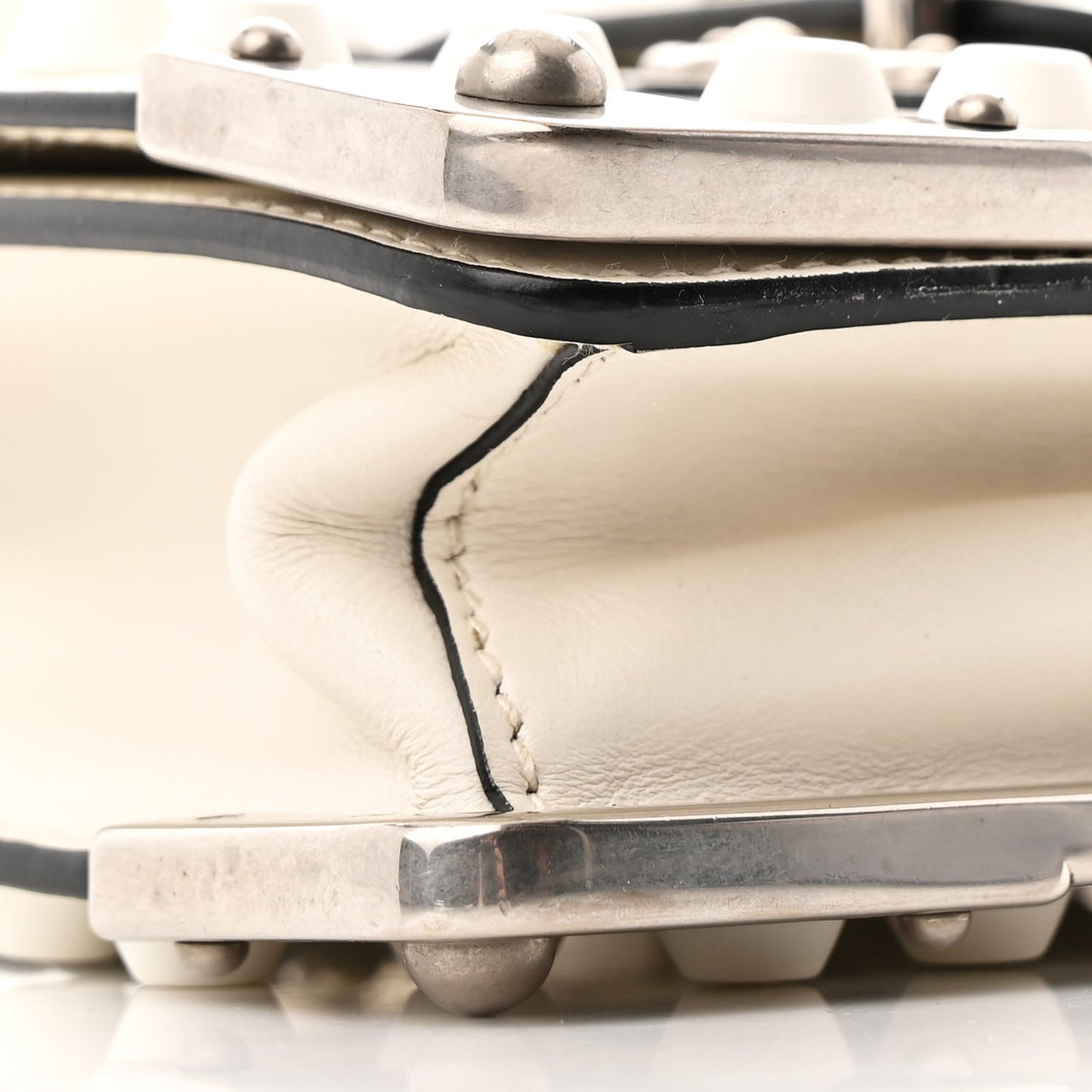 City Calfskin Saffiano Studded Cahier Bag White