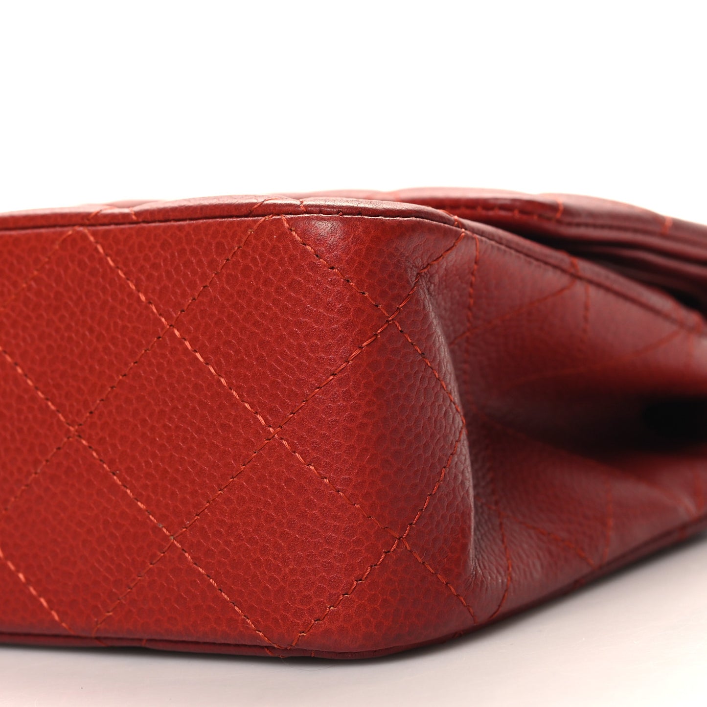 Caviar Quilted Medium Double Flap Dark Red