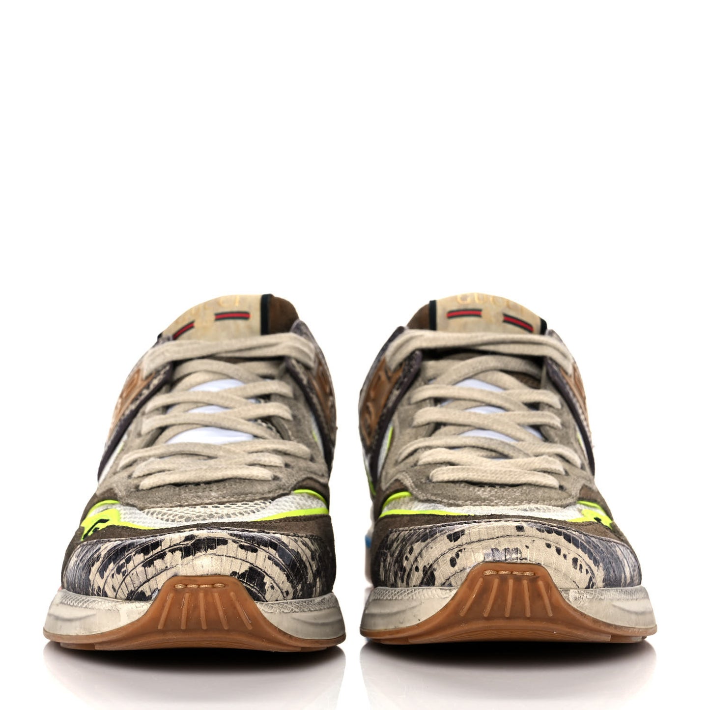 Suede Calfskin Tejus Printed Womens Ultrapace Sneakers 36 Natural Ardesia Neon Yellow