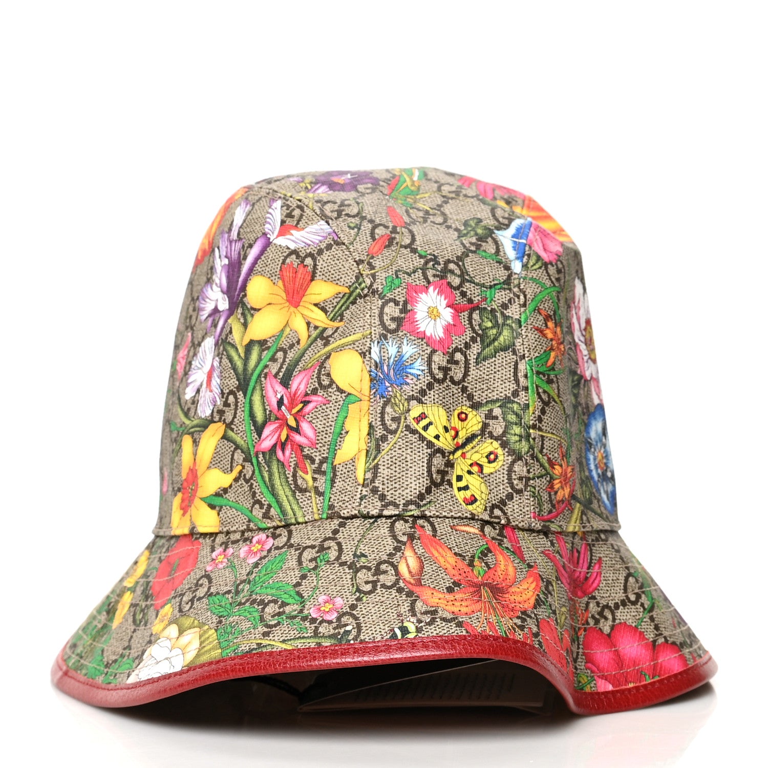 Gucci GG Supreme Monogram Flora Bucket Hat M Red 6 of 9