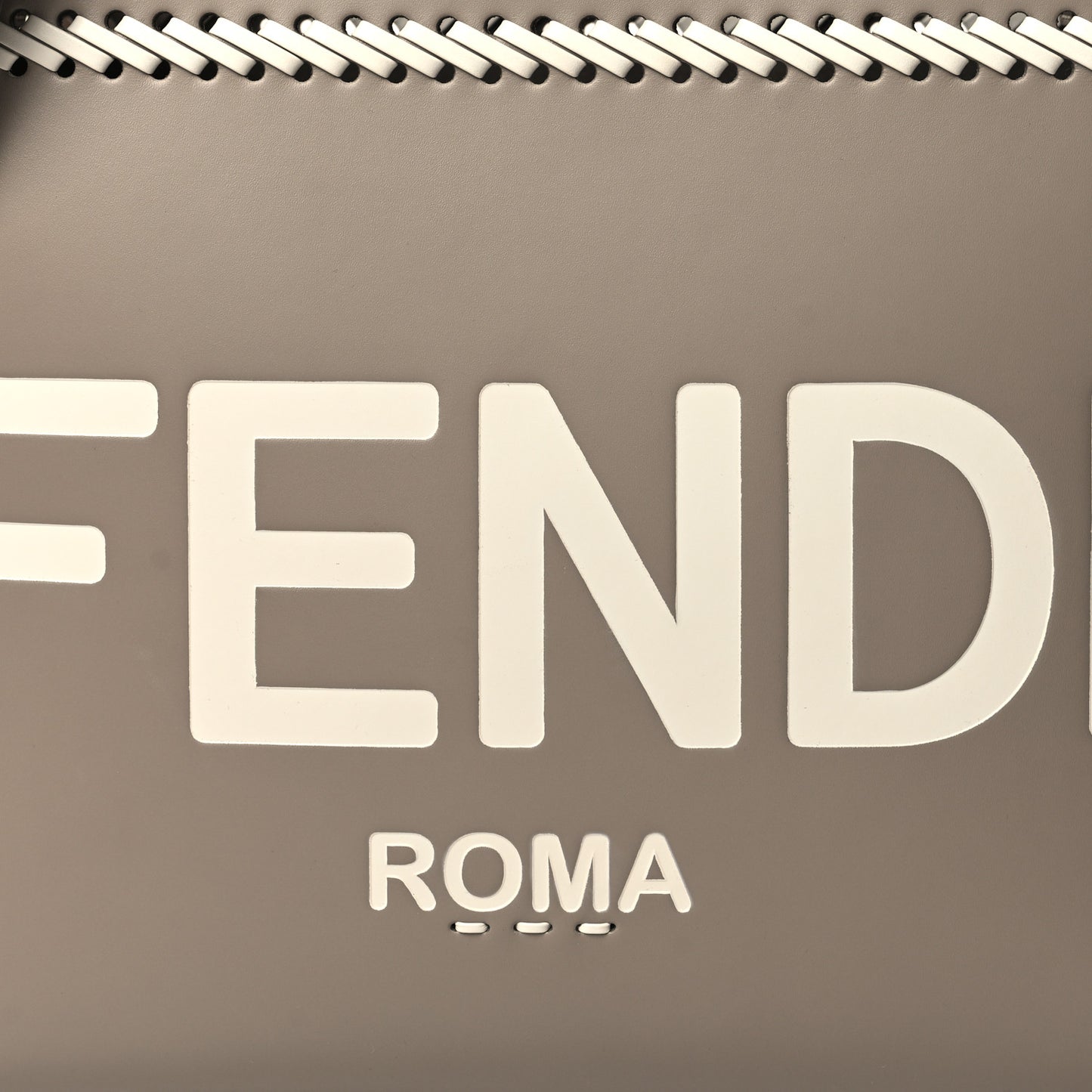 Vitello King Ceylon Plexiglass Woven Logo Debossed Fendi Sunshine Shopper Tote Tortora White Rice