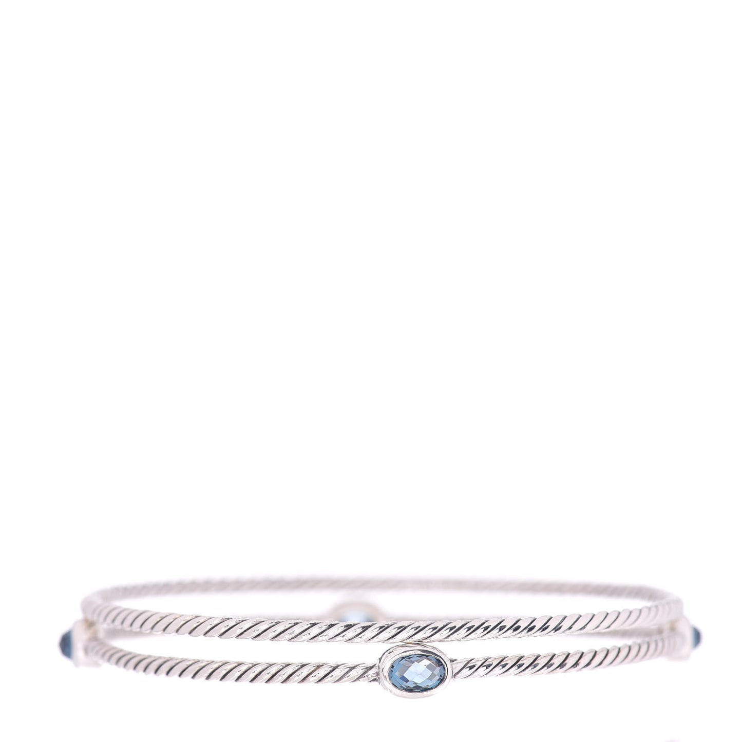 Sterling Silver Hampton Blue Topaz Color Classics Bangle Bracelet Set of 2
