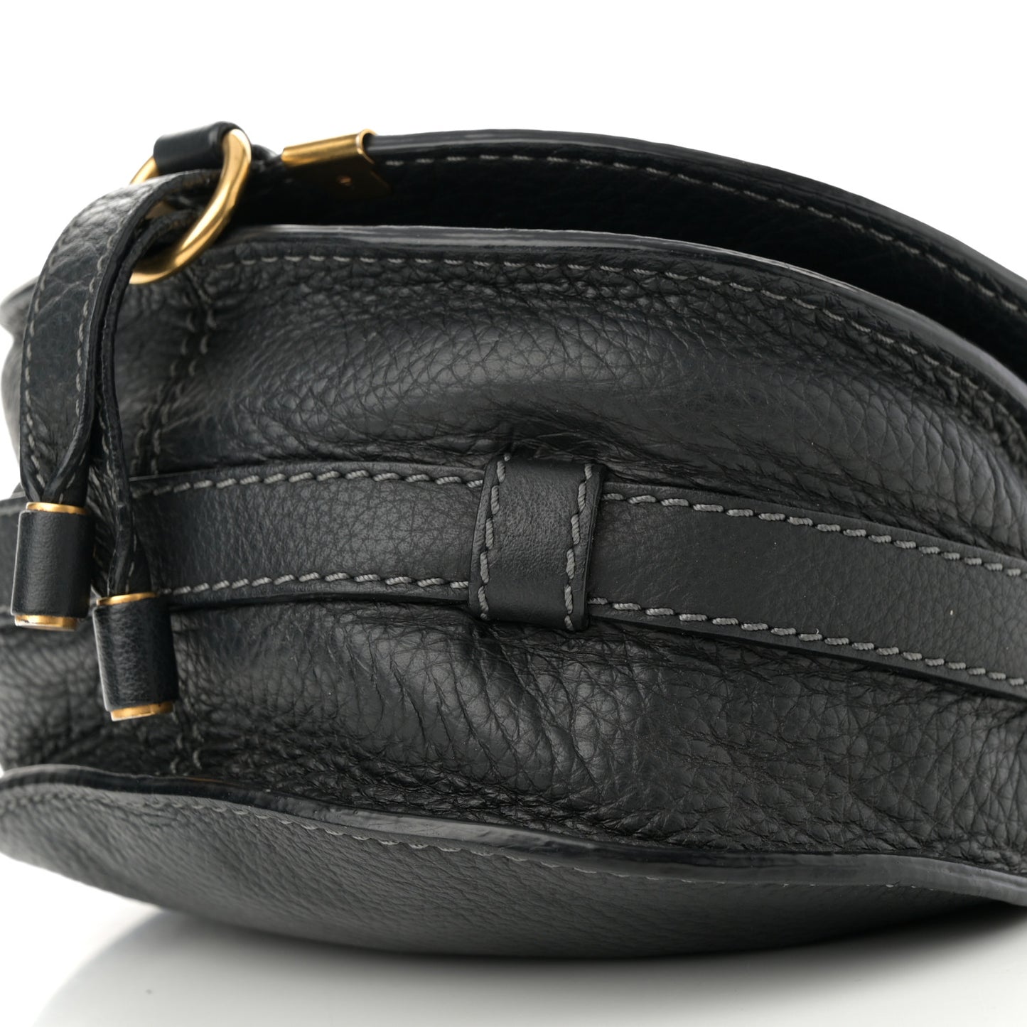 Calfskin Mini Marcie Round Crossbody Bag Black