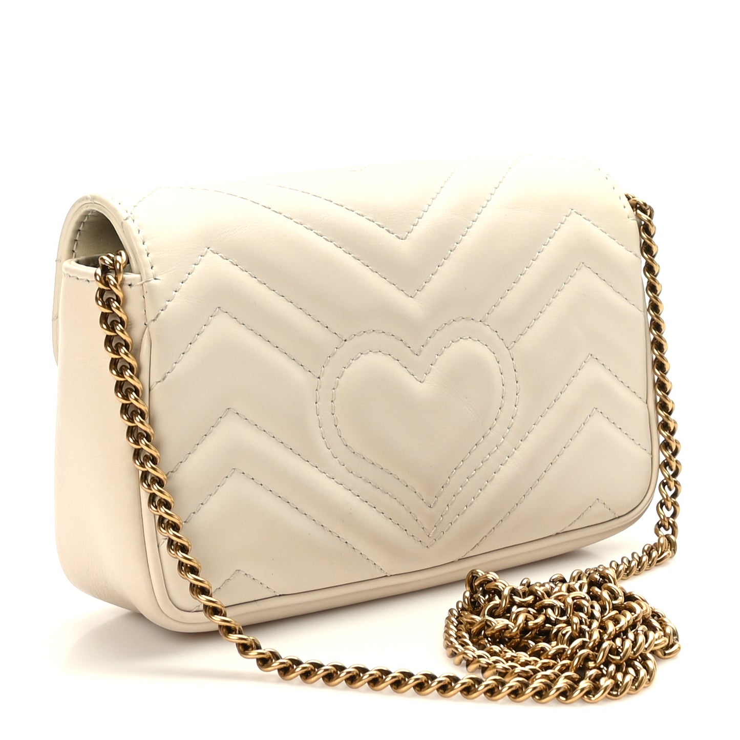 Calfskin Matelasse Super Mini GG Marmont Shoulder Bag White