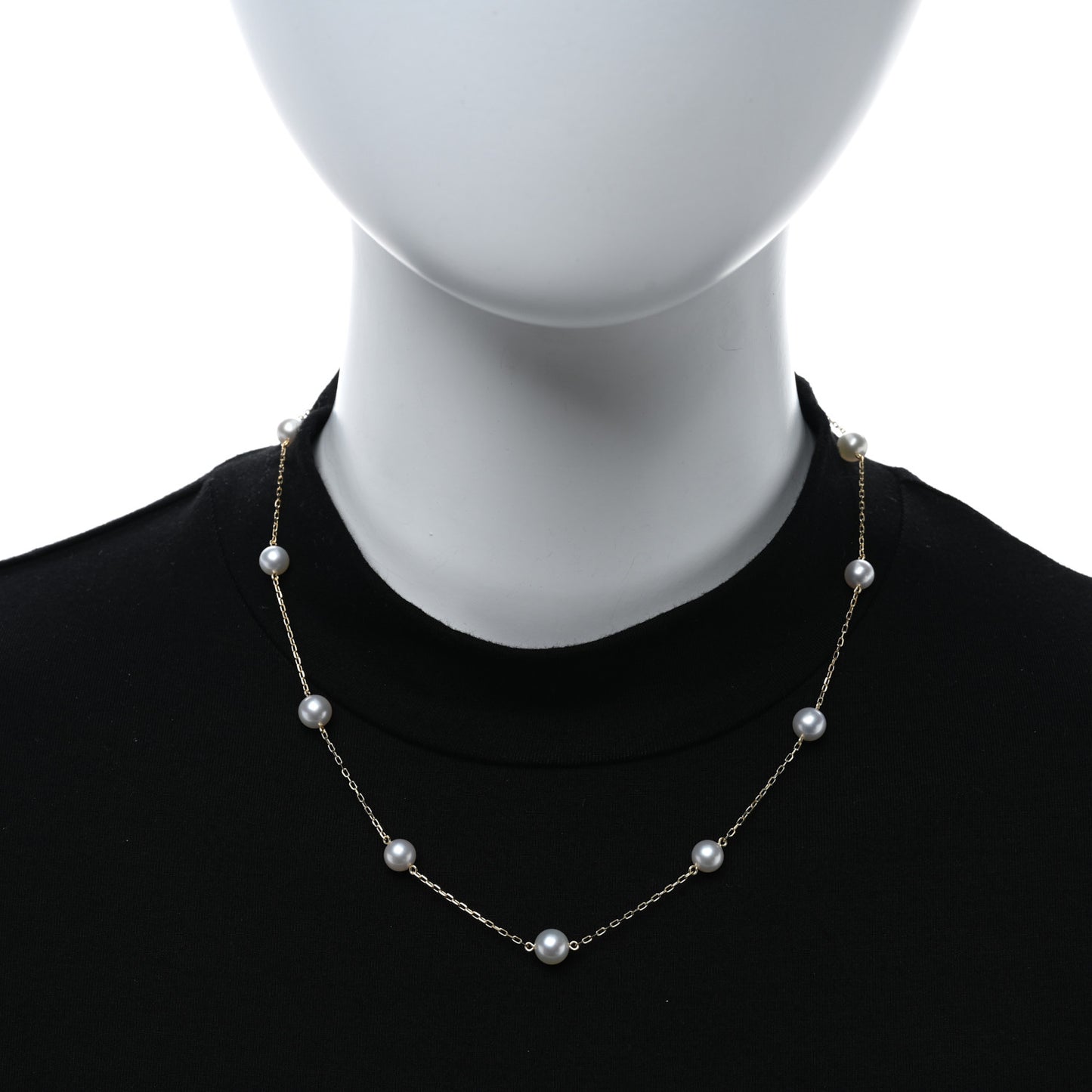 18K Yellow Gold Akoya Pearl 6-7mm Station Necklace