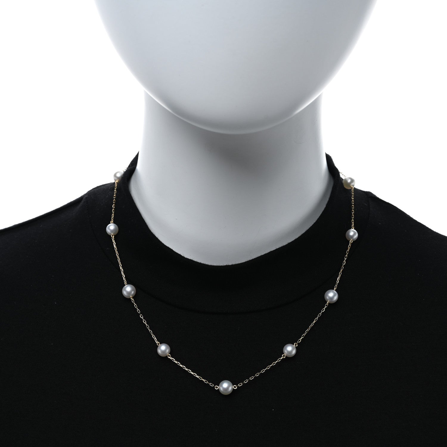 Mikimoto 18K Yellow Gold Akoya Pearl 6-7mm Station Necklace 2 of 4