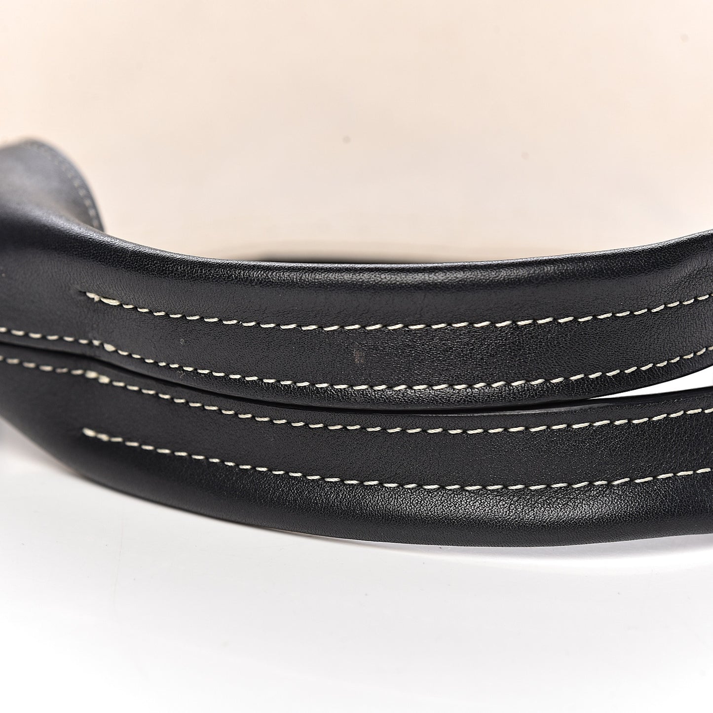 Canvas Smooth Calfskin Frame Tote Black White