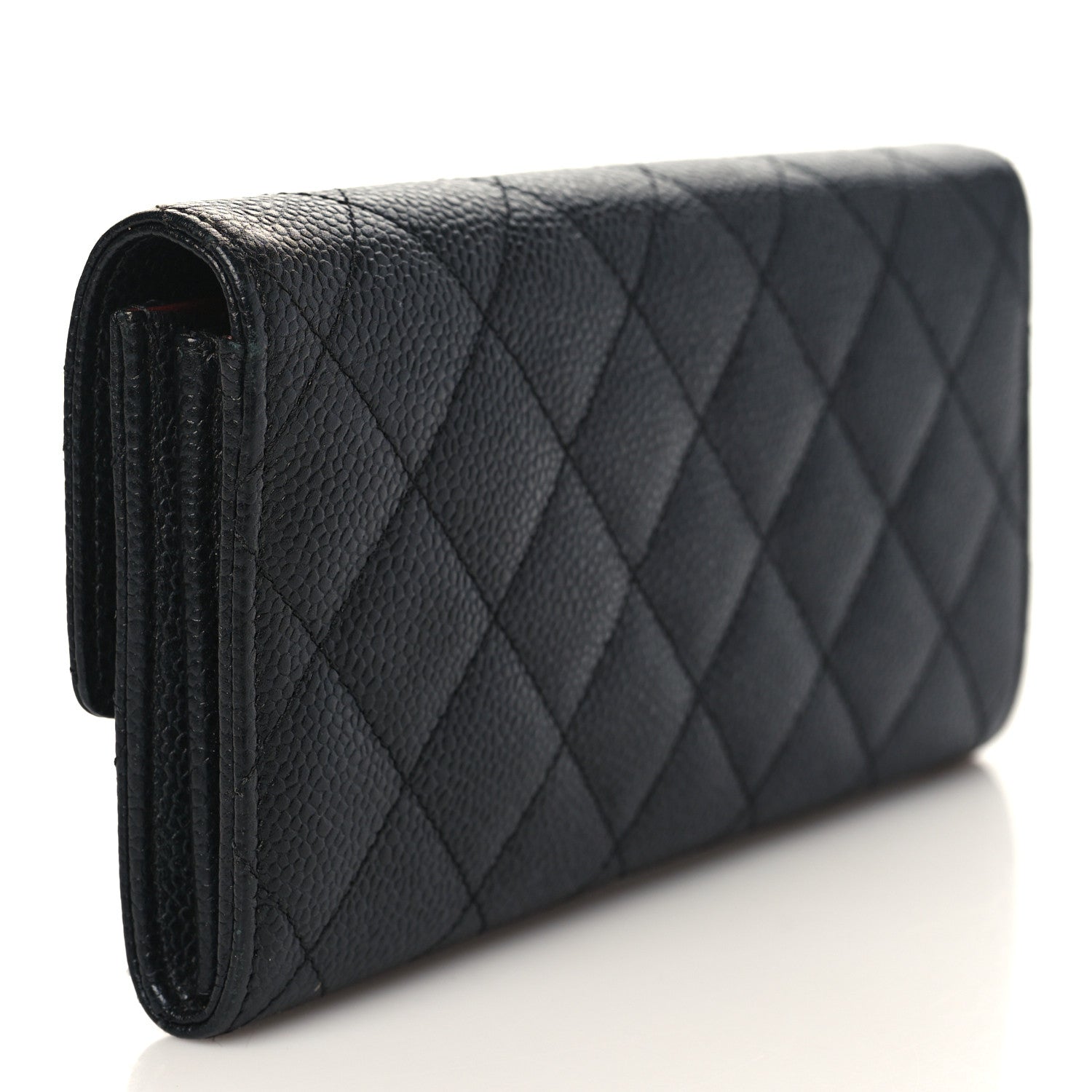 Chanel Caviar Quilted Large Gusset Flap Wallet Black 3 of 7