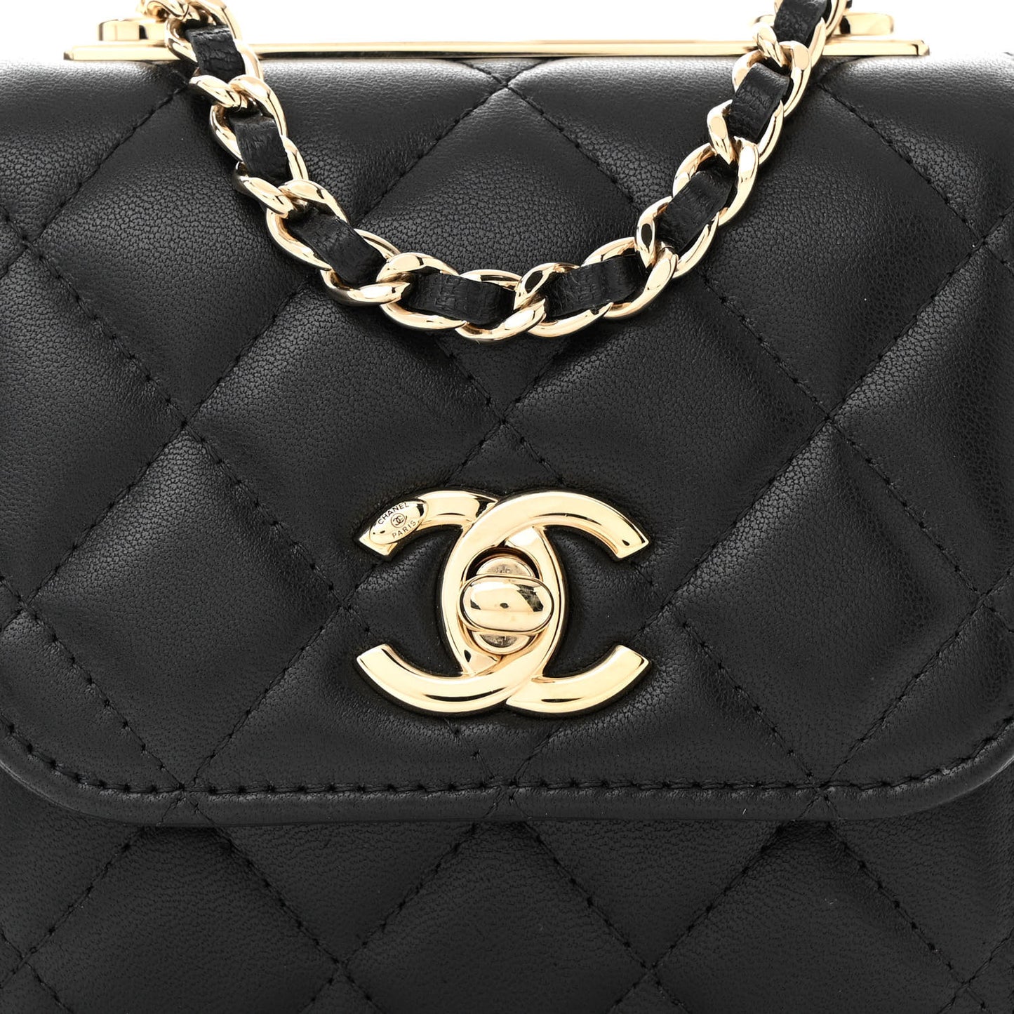Lambskin Quilted Mini Trendy CC Chain Wallet Black