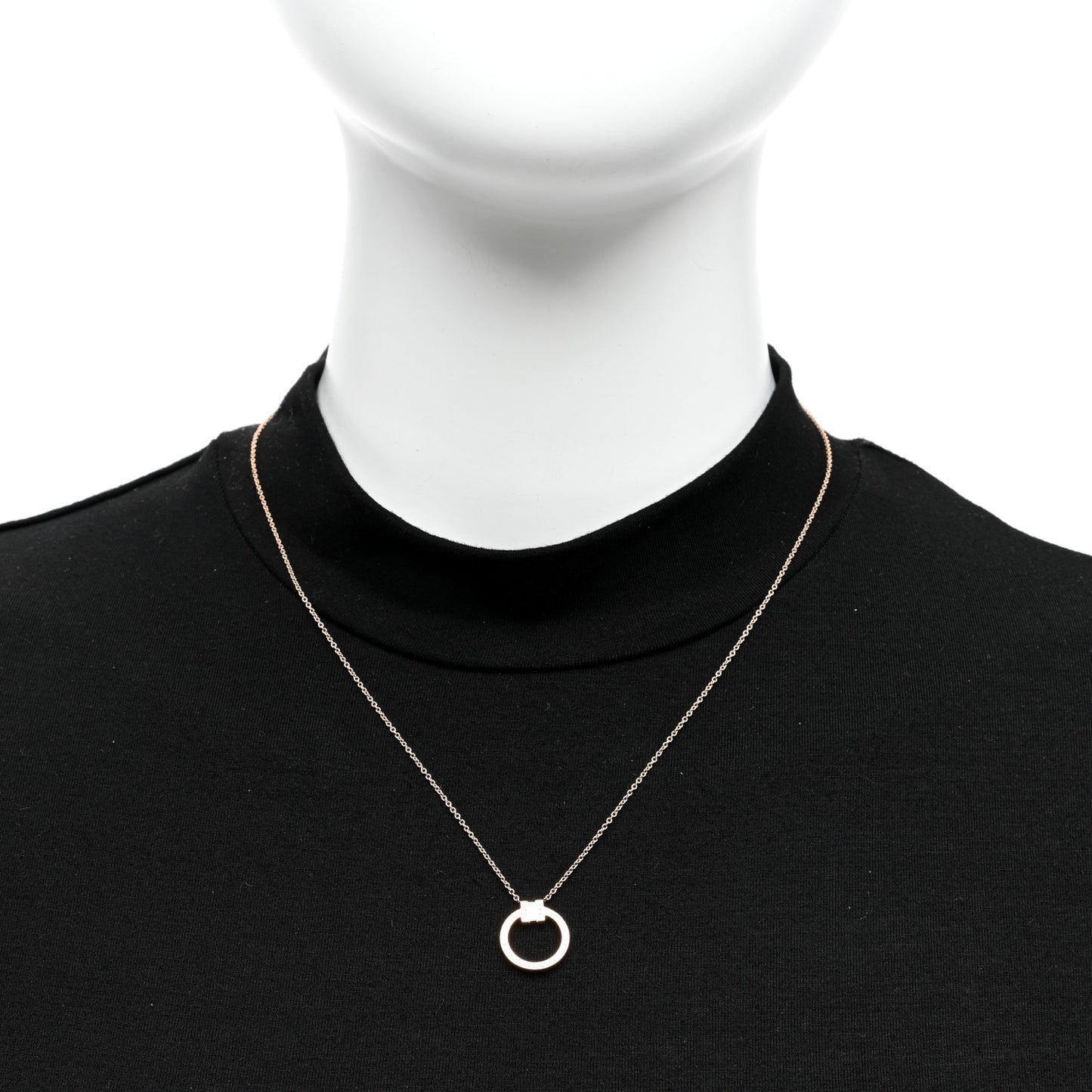 18K Rose Gold Diamond T Circle Pendant Necklace