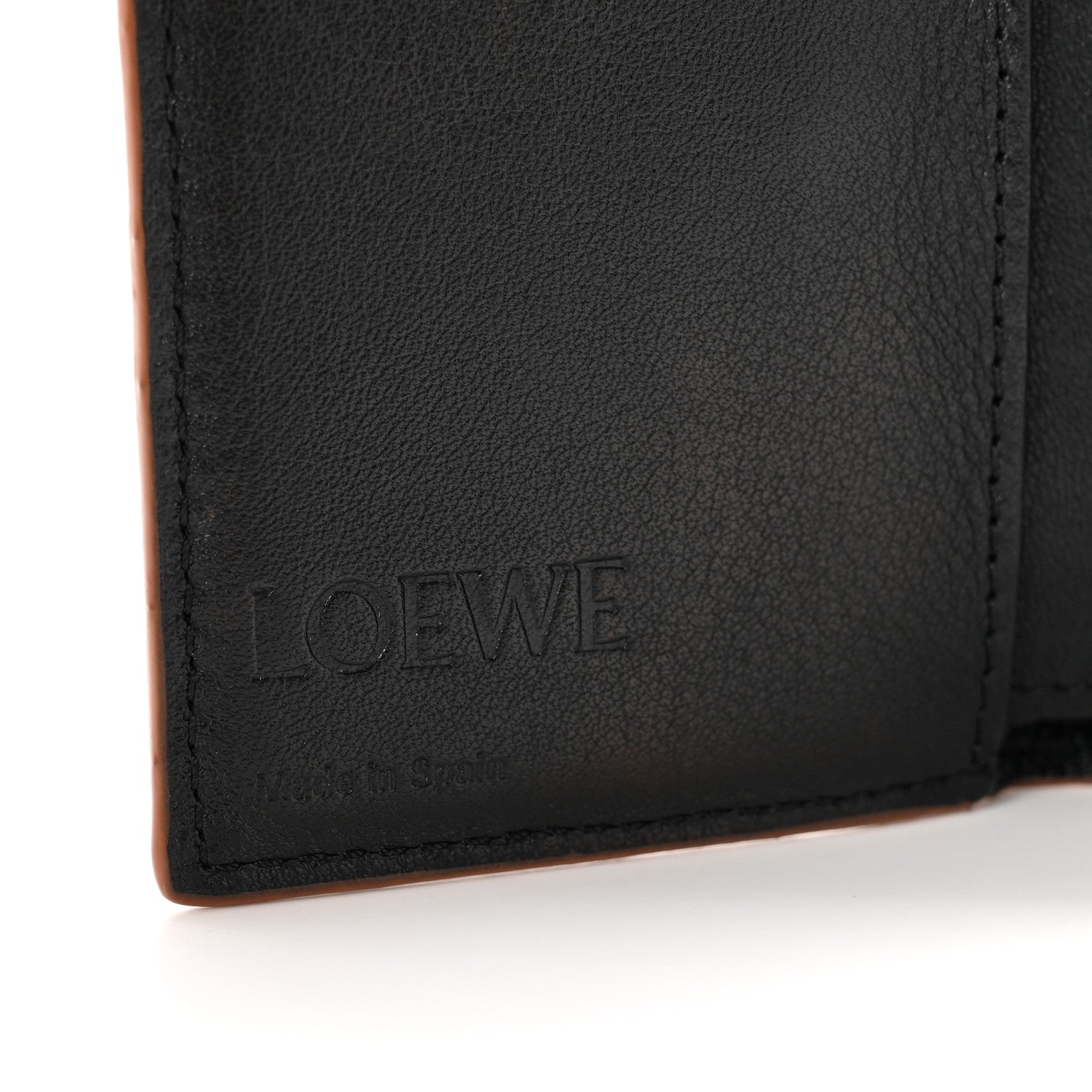 Loewe Grained Calfskin Anagram Trifold Wallet Black 7 of 7