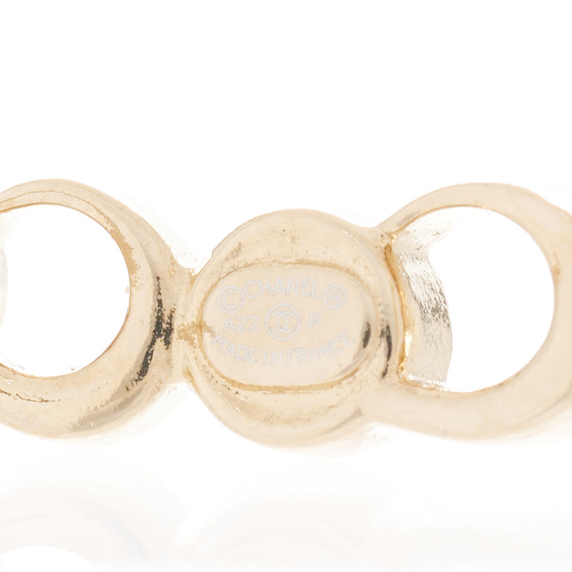 Metal Crystal Coco Script CC Climber Earrings Gold
